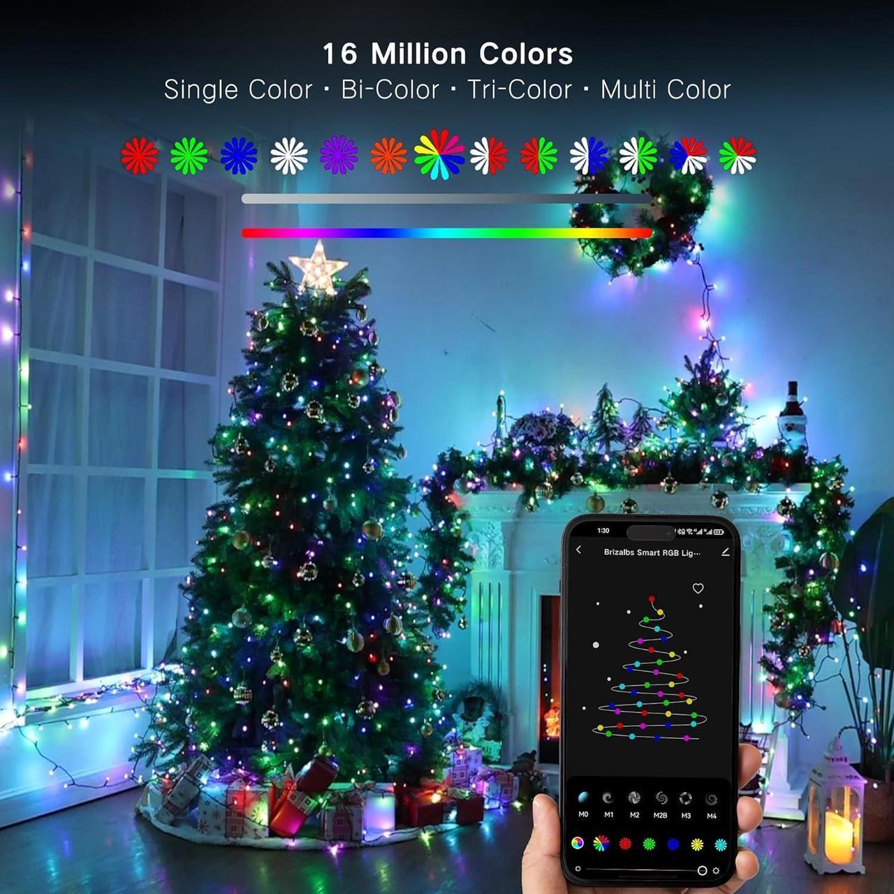 Alt view image 2 of 7 - Smart Christmas Lights, 196ft 600 LED Smart WiFi Color Changing String Lights App Controlled, RGB Christmas Tree Lights Work with Alexa & Google Home for Halloween Indoor Outdoor Decor