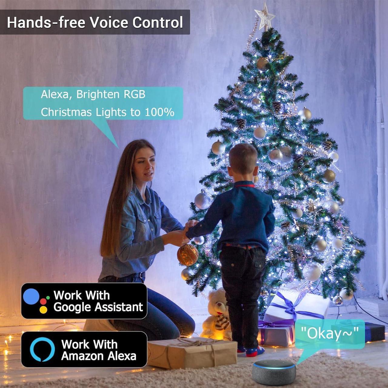 Alt view image 5 of 7 - Smart Christmas Lights, 196ft 600 LED Smart WiFi Color Changing String Lights App Controlled, RGB Christmas Tree Lights Work with Alexa & Google Home for Halloween Indoor Outdoor Decor