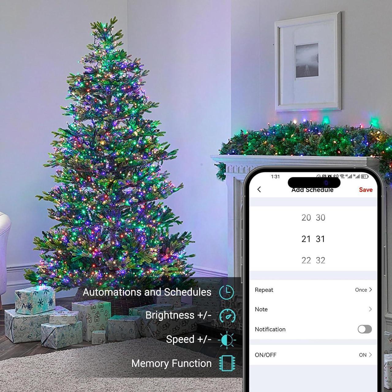 Alt view image 7 of 7 - Smart Christmas Lights, 196ft 600 LED Smart WiFi Color Changing String Lights App Controlled, RGB Christmas Tree Lights Work with Alexa & Google Home for Halloween Indoor Outdoor Decor