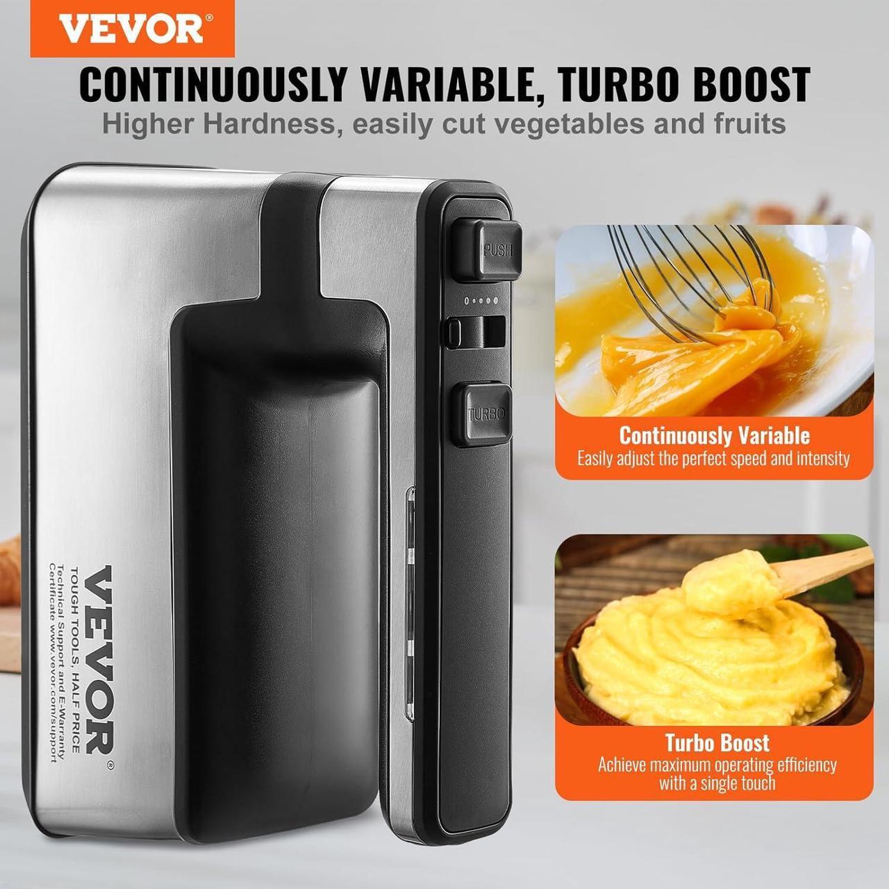 Alt view image 2 of 7 - Cordless Electric Hand Mixer,100W, Continuously Variable Electric Handheld Mixer, with Turbo Boost Beaters Dough Hooks Storage Bag, Baking Supplies for Whipping Mixing Egg Cookie Cake Cream