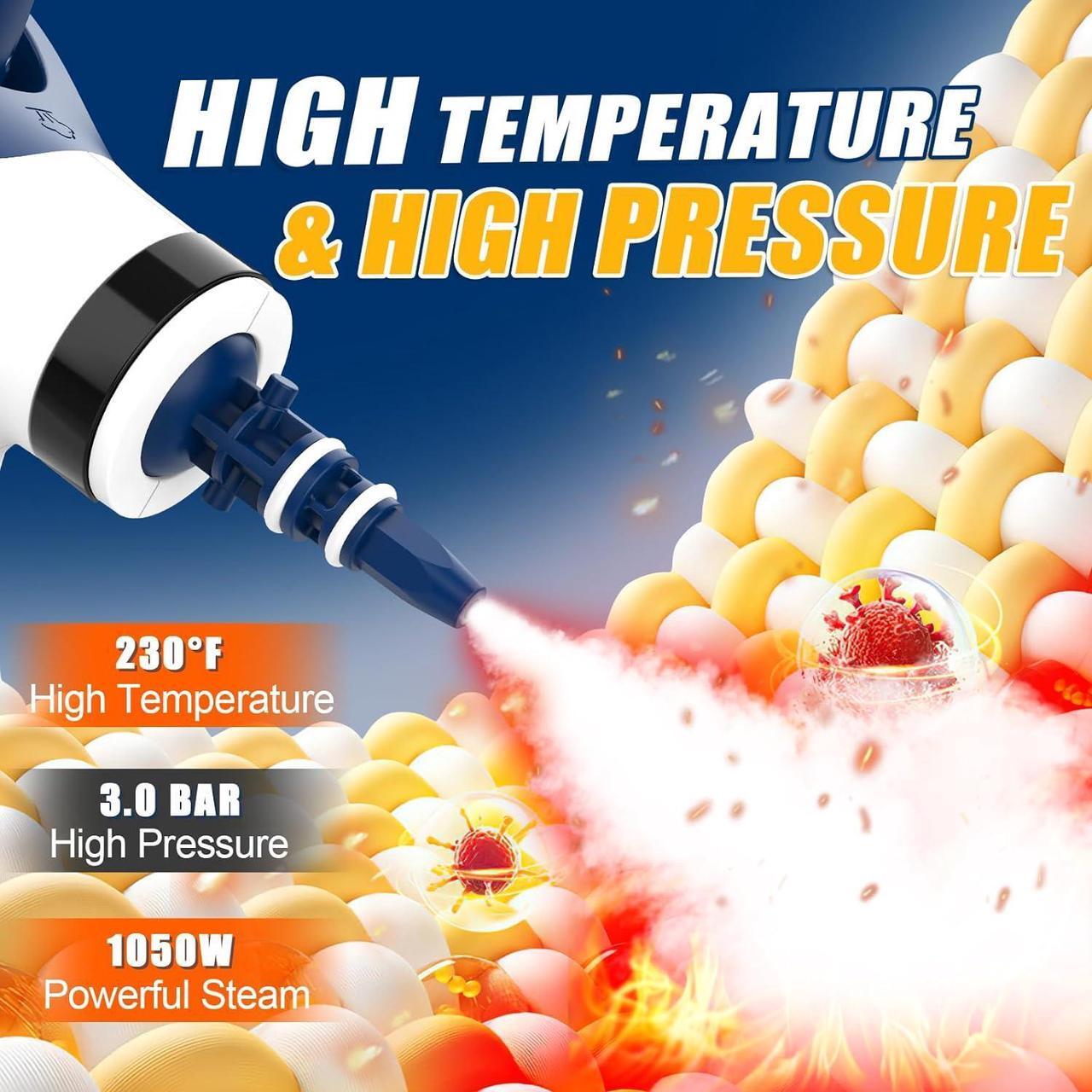 Alt view image 3 of 7 - Handheld Pressurized Steam Cleaner, Multi-Surface Steamer with 9 PCS Accessories for Cleaning,350ML Large Water Tank Multi-Purpose Steamer Upholstery Grout Steam Cleaner for Home, Floor and Furniture
