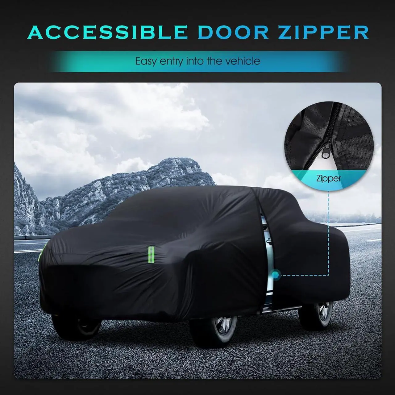 Alt view image 6 of 7 - Truck Car Cover Waterproof All Weather Full Outdoor Pickup Truck Cover Rain UV Protection, Size T2 Universal Fit for Ford F150 Chevy Silverado Dodge Ram 1500. (Fit Truck Length 221 to 228 inch)