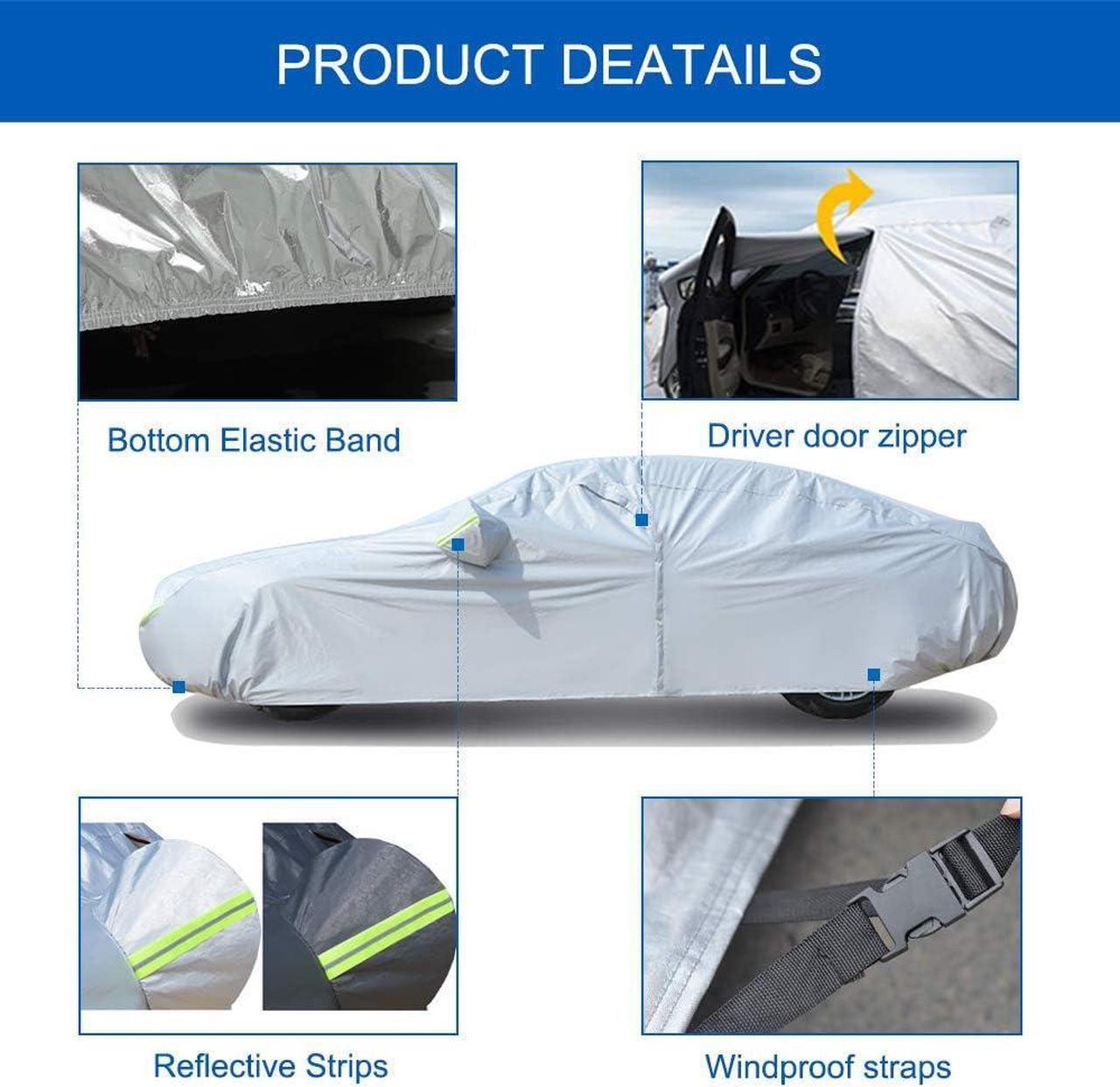 Alt view image 5 of 7 - SUV Car Cover Custom Fit Kia Soul from 2009 to 2025,Waterproof Car Cover All Weather for Automobiles Outdoor Indoor with Zipper Door, Sun Rain Dust Snow Protection.