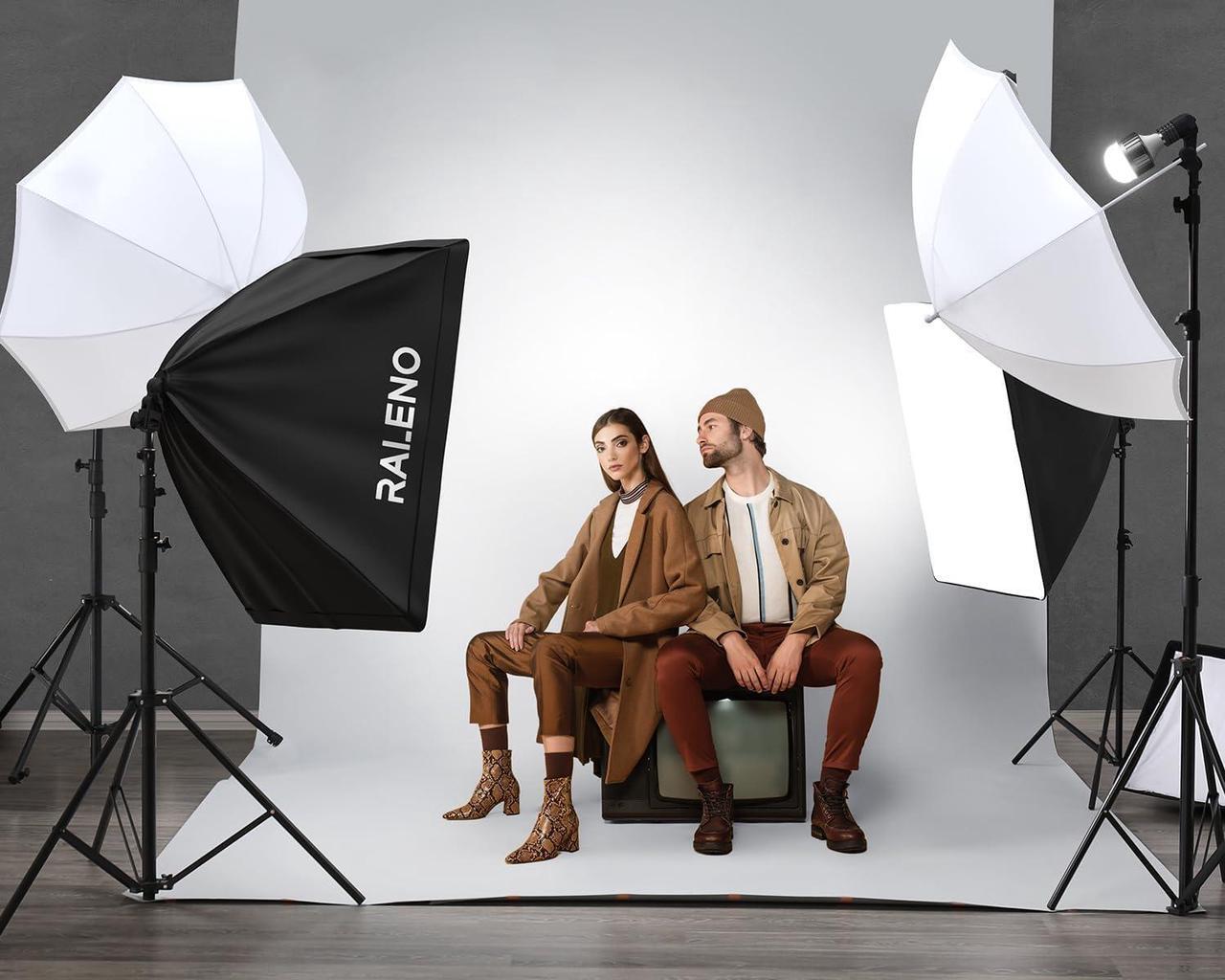 Alt view image 7 of 7 - Photography Lighting Kit, 8.5 x 10 ft Backdrop Stands with Green Screen, Softbox and Umbrella with 5500 K, 97CRI, LED Bulbs, 3 Color Backdrops for Photo Studio Equipment, Portrait Product Shoot