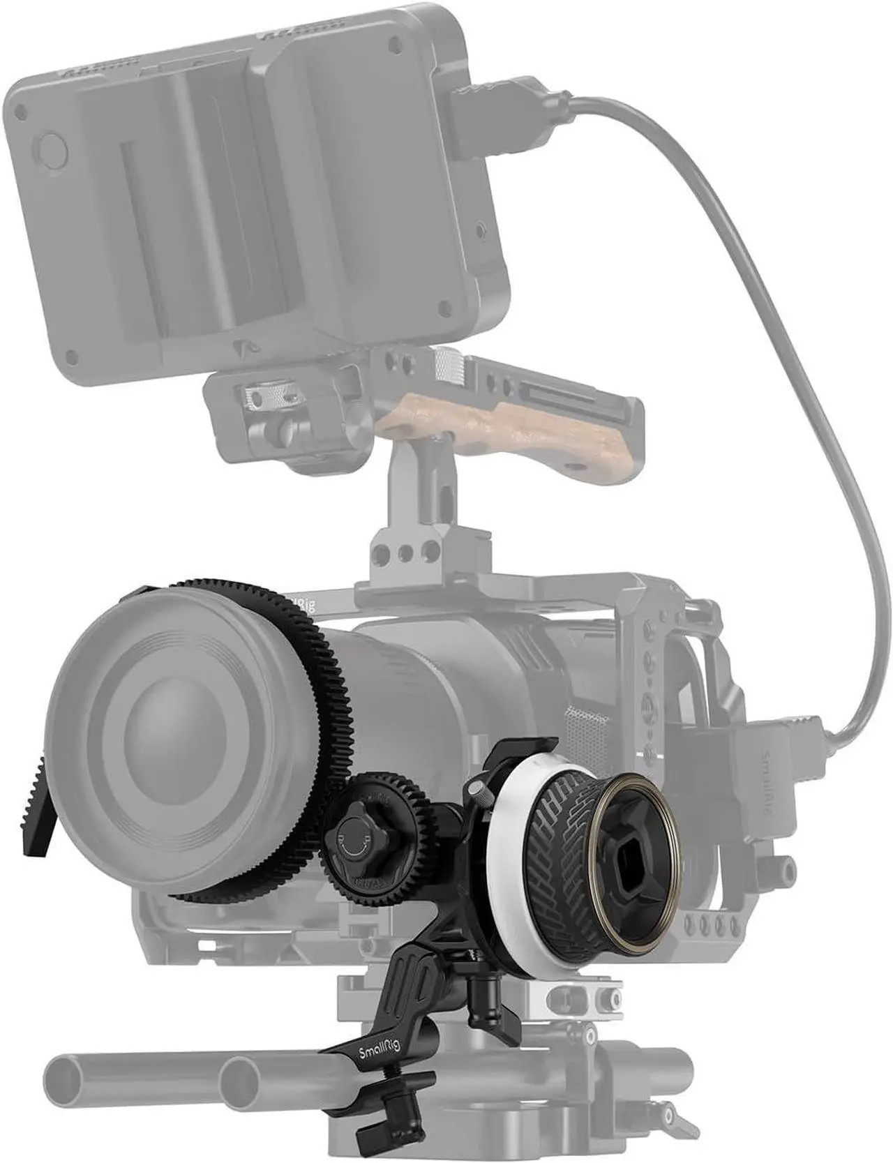 Alt view image 2 of 7 - Mini Follow Focus with A/B Stops & 15mm Rod Clamp and Snap-on Gear Ring Belt for DLSRs and Mirrorless Cameras, Fits Different Diameter Lenses Up to 114mm - 3010C