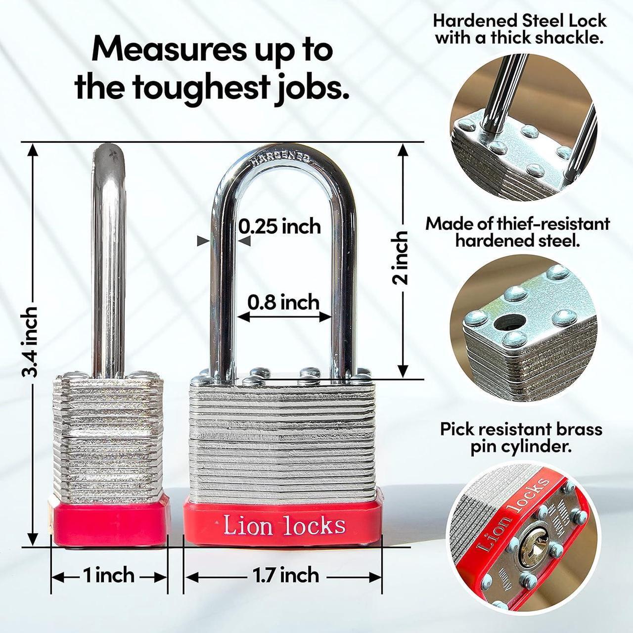 Alt view image 2 of 7 - 24 Keyed Alike Padlocks with 2" Long Shackle, 48 Keys - Padlocks for Outdoor Use, Locks with Keys, Hardened Steel Case, Pick Resistant Brass Pin Cylinder for Hasp Latch, Locker, Gate