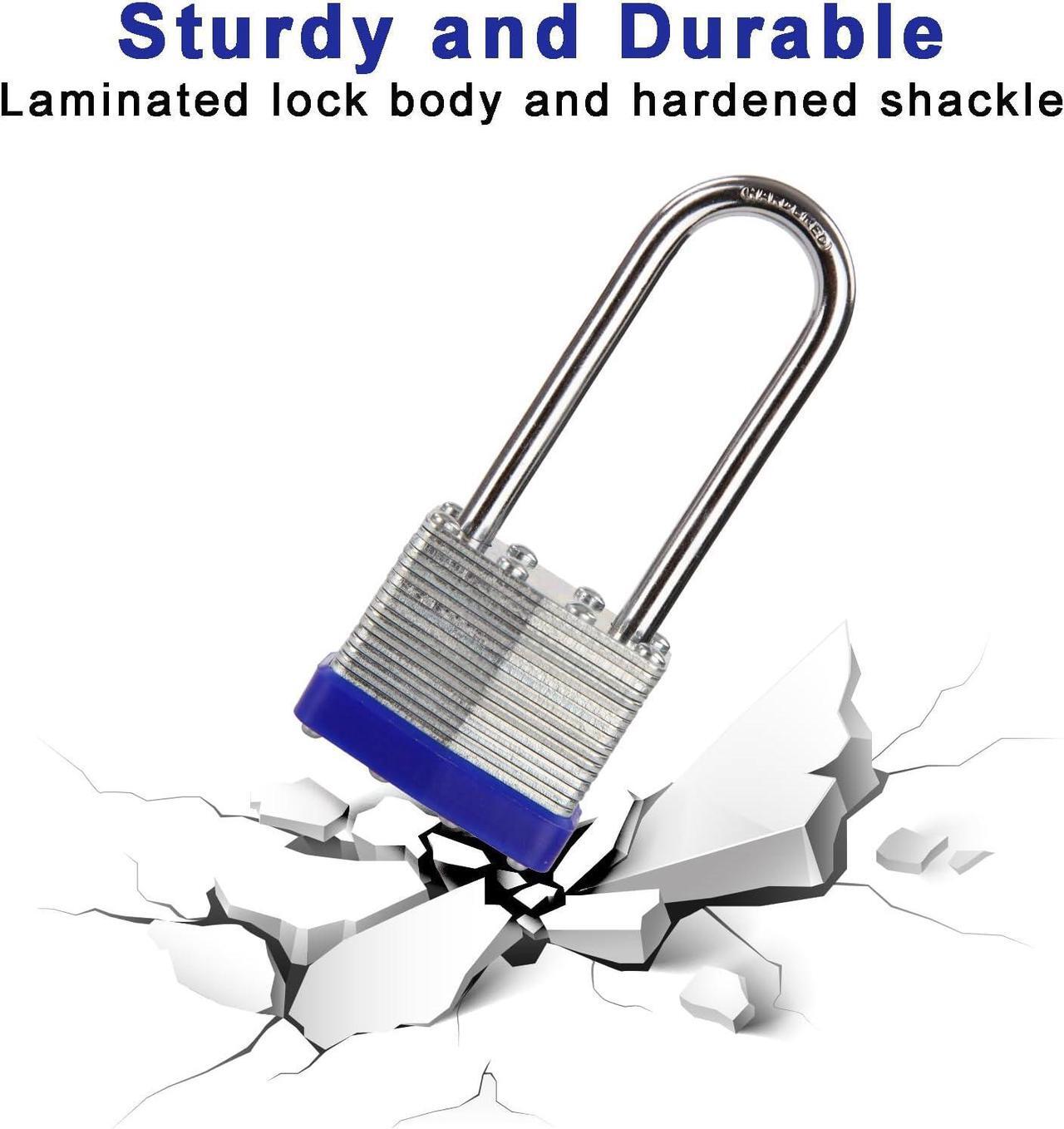 Alt view image 4 of 7 - 20-Pcs Pack Keyed-Alike Lock Set | Sturdy Hardened Steel | Long Shank Secure | 1-9/16" 40MM Heavy-Duty Body | Same Keys 2 Pcs Each | Superb for Lockers, Tools Box, Fence