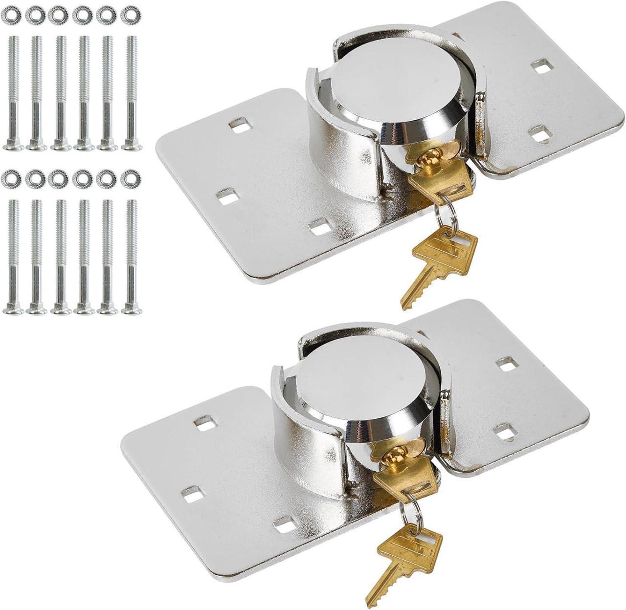 Main image of 2 Pack Van Door Locks Keyed Alike Heavy Duty Puck Lock for Van w/Hasp High Security Hidden Shackle Padlocks Solid Steel Anti Theft Garage Shed Door Locks w/4Keys for Trailer Truck
