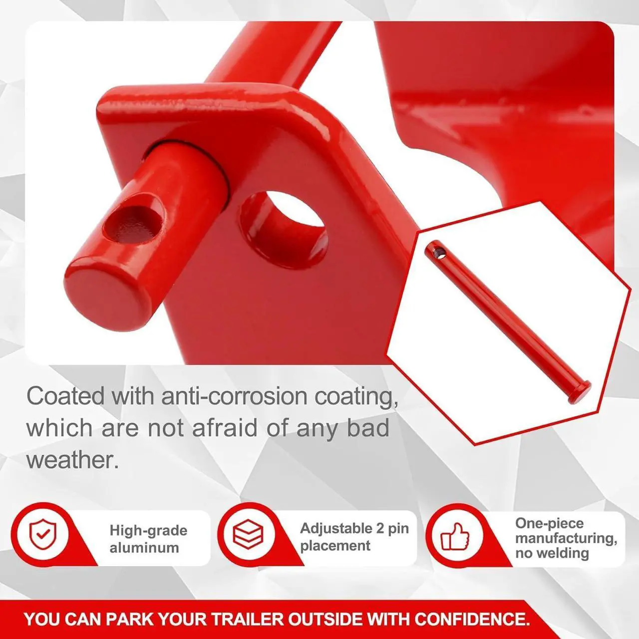 Alt view image 2 of 7 - Gooseneck Hitch Lock with Keyed Padlock, Gooseneck Trailer Hitch Locks, Model TL-50 Coupler Trailer Lock, Gooseneck Lock Fit for Heavy Trailers, Livestock Haulers and RVs - Red