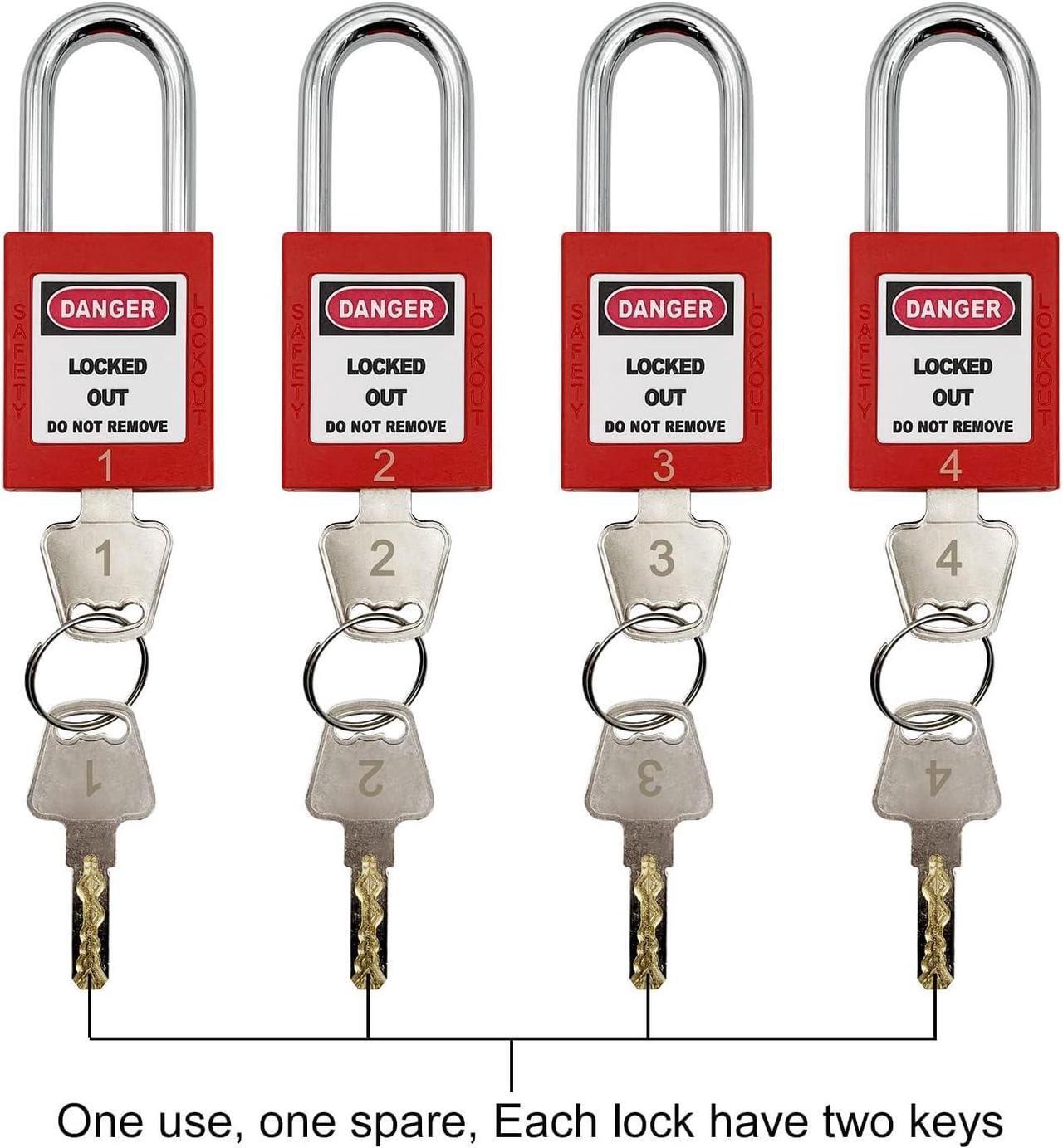 Alt view image 2 of 6 - Tagout Kit Electrical Loto - Clamp-On Circuit Breaker Lockout, Group Lockout Hasps, Lockout Tag, Universal Multi- Pole Breaker with Pocket Bag (Bigger Red Kit)
