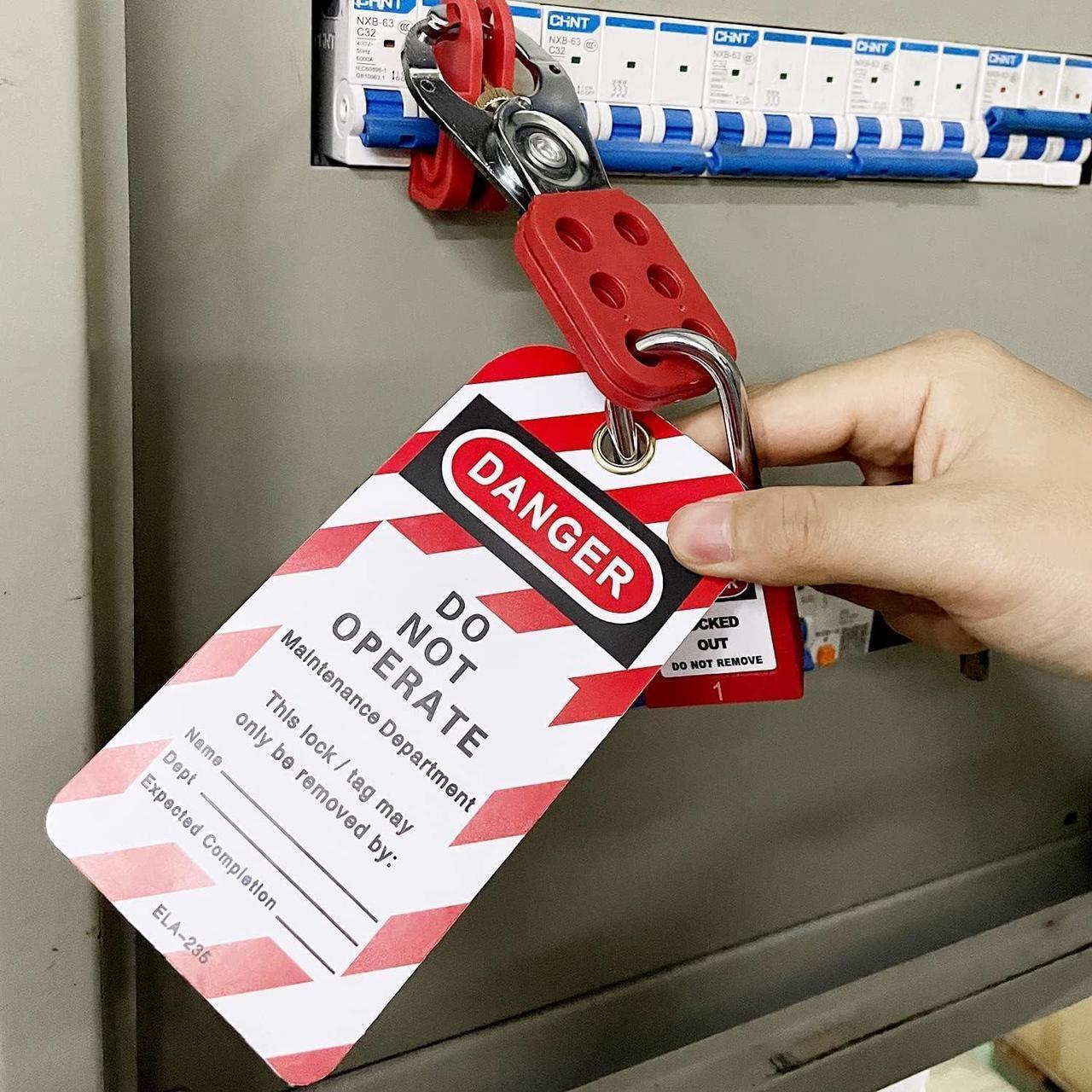 Alt view image 6 of 6 - Tagout Kit Electrical Loto - Clamp-On Circuit Breaker Lockout, Group Lockout Hasps, Lockout Tag, Universal Multi- Pole Breaker with Pocket Bag (Bigger Red Kit)