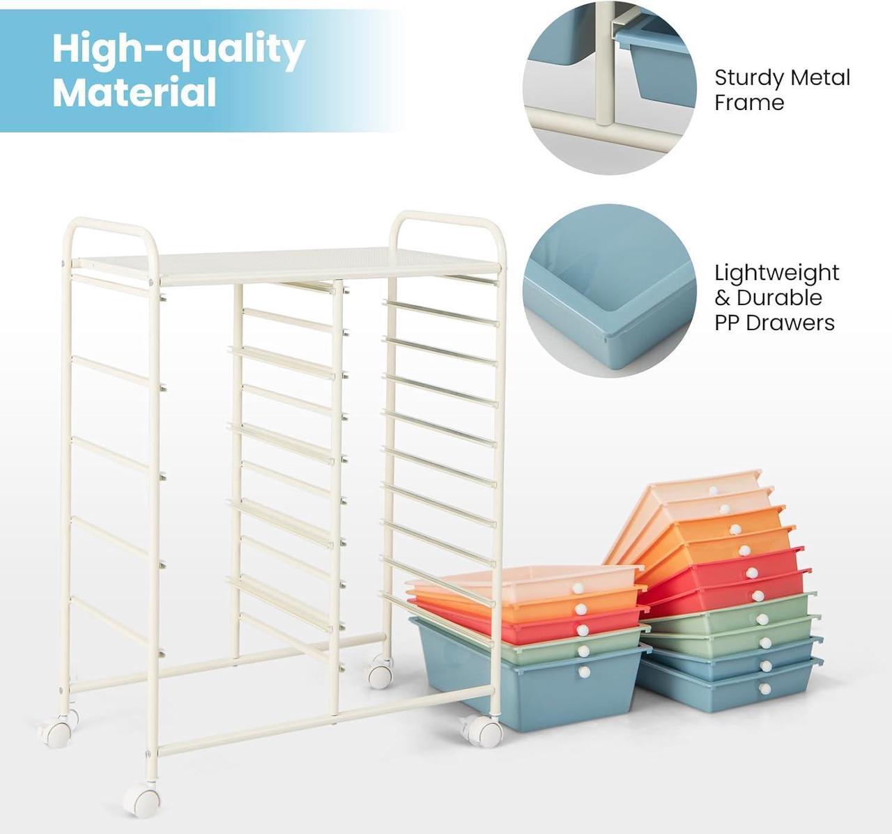 Alt view image 5 of 7 - 15 Drawers Rolling Cart, Classroom Organizers, Storage Cart with Wheels, for Teacher Office Home School Supplies Tool Craft Art Paper