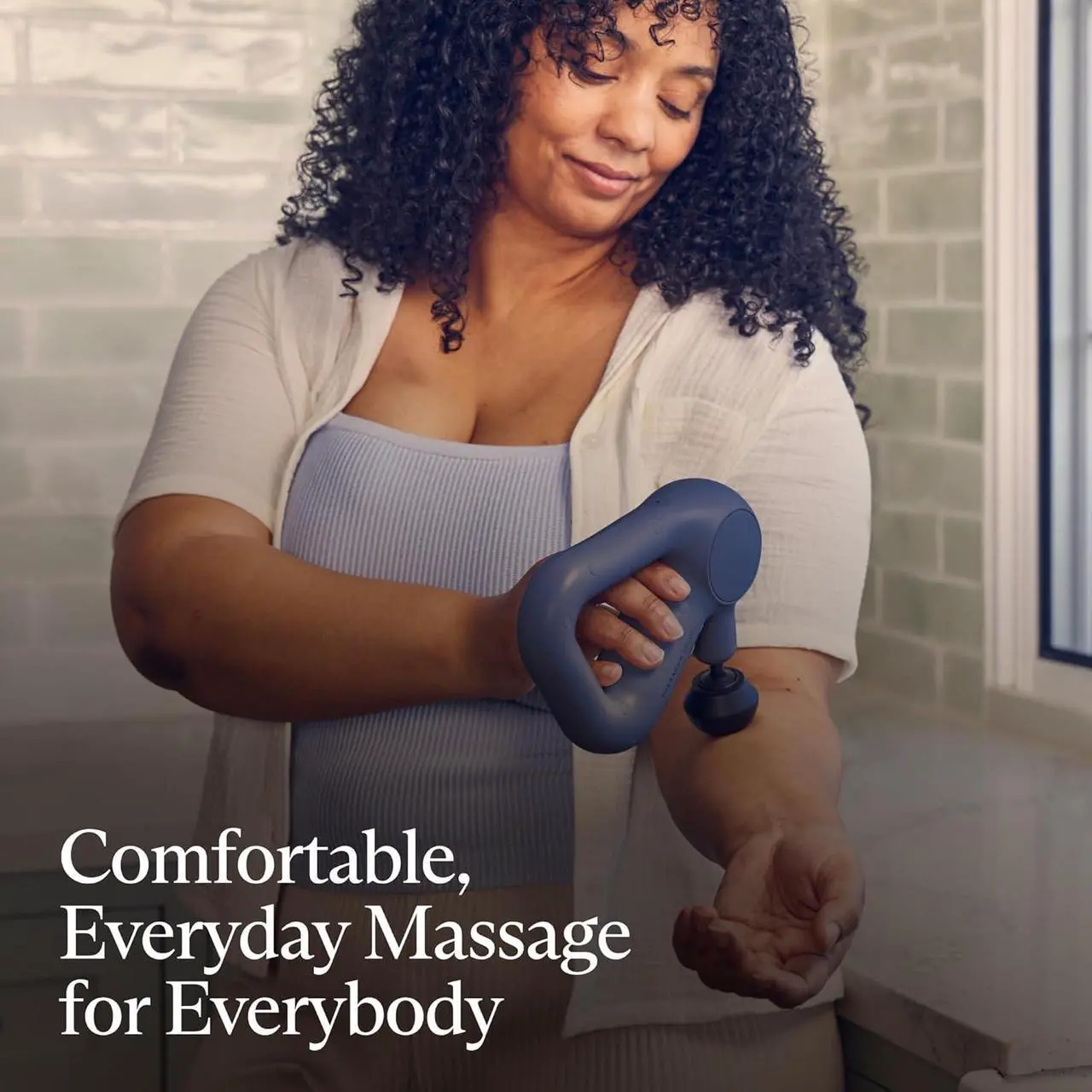 Alt view image 2 of 6 - Relief Handheld Percussion Massage Gun - Easy-to-Use, Comfortable & Light Personal Massager for Every Day Pain Relief Massage Therapy in Neck, Back, Leg, Shoulder and Body (Navy)