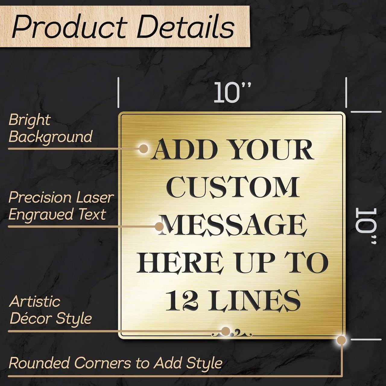 Alt view image 6 of 7 - Custom Sign, Office Sign, Business/Office Name Plates for Doors/Wall, Indoor/Outdoor, 10x10 Inch, 18 Colors, (Prestige) Made in USA by My Sign Center