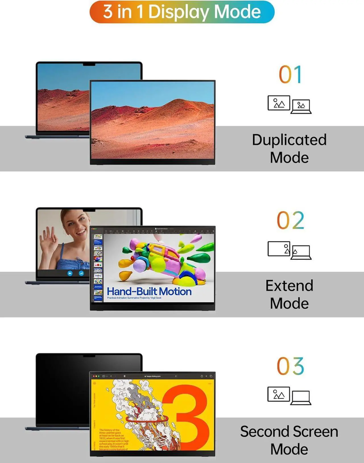 Alt view image 4 of 7 - Portable Monitor 14 Inch FHD1200P Ultra-Slim for Laptop Monitor, USB-C HDMI Plug&Play,100% SRGB External Monitor,Dual Speakers Extender Display. with Smart Cover for Laptop,PC Phone Xbox PS4/5