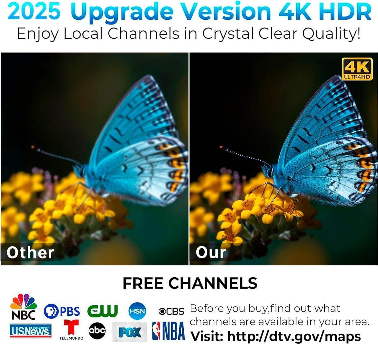 Alt view image 3 of 7 - 1600+ Miles Range TV Antenna Indoor,2025 Upgraded Digital TV Antenna for Smart TV with Best Signals Amplified,HD TV Antenna for TV Outdoor for Local Channels - Support 8K, 4K, 1080P - 38ft Coax Cable