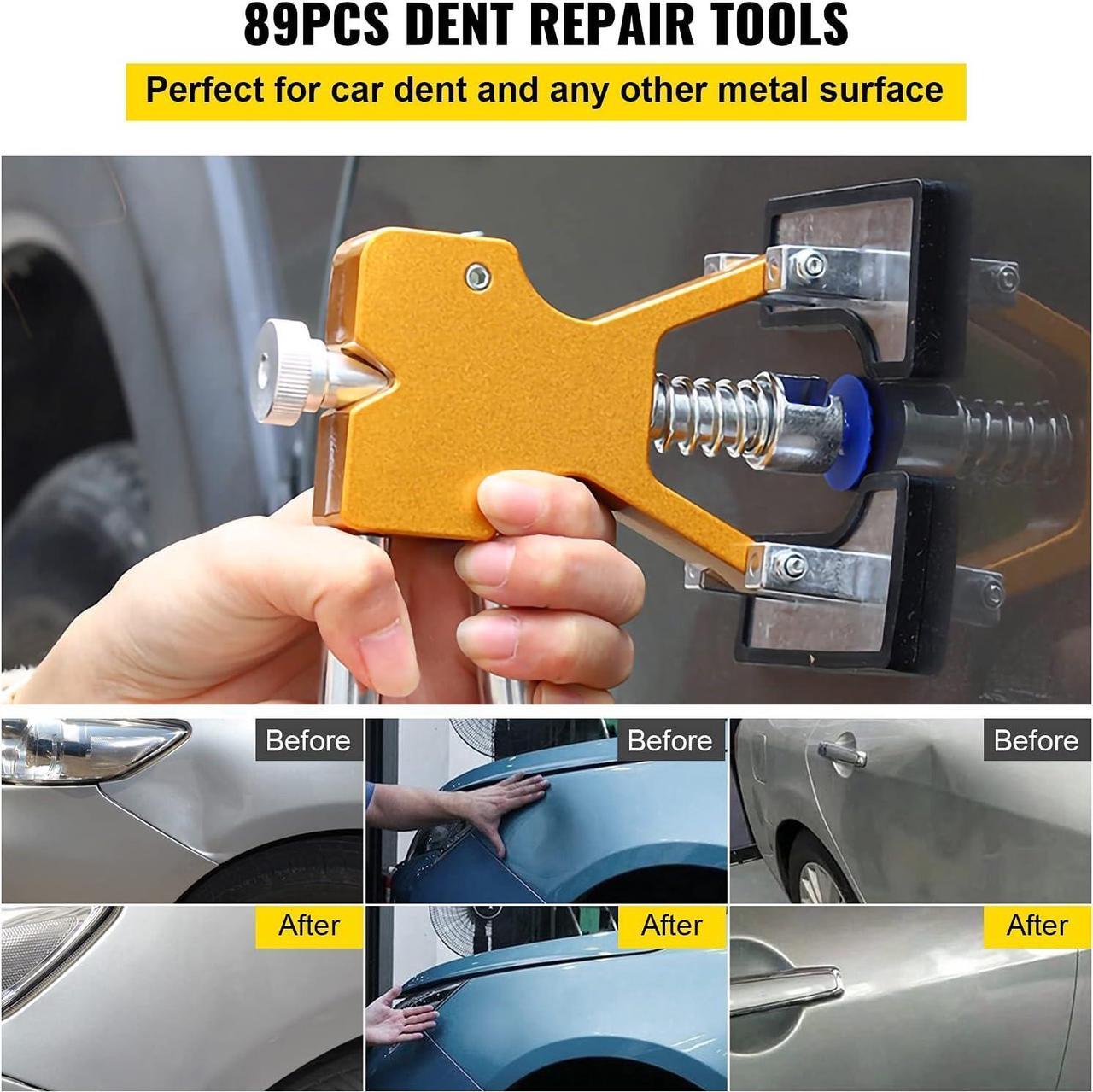 Alt view image 2 of 7 - Paintless Dent Removal Rods, 89 PCS Paintless Dent Repair Tools, Golden Lifter Puller Car Dent Repair Kit, Glue Puller Tabs Dent Puller Kit for Auto Dent Removal, Minor Dents, Door Dings