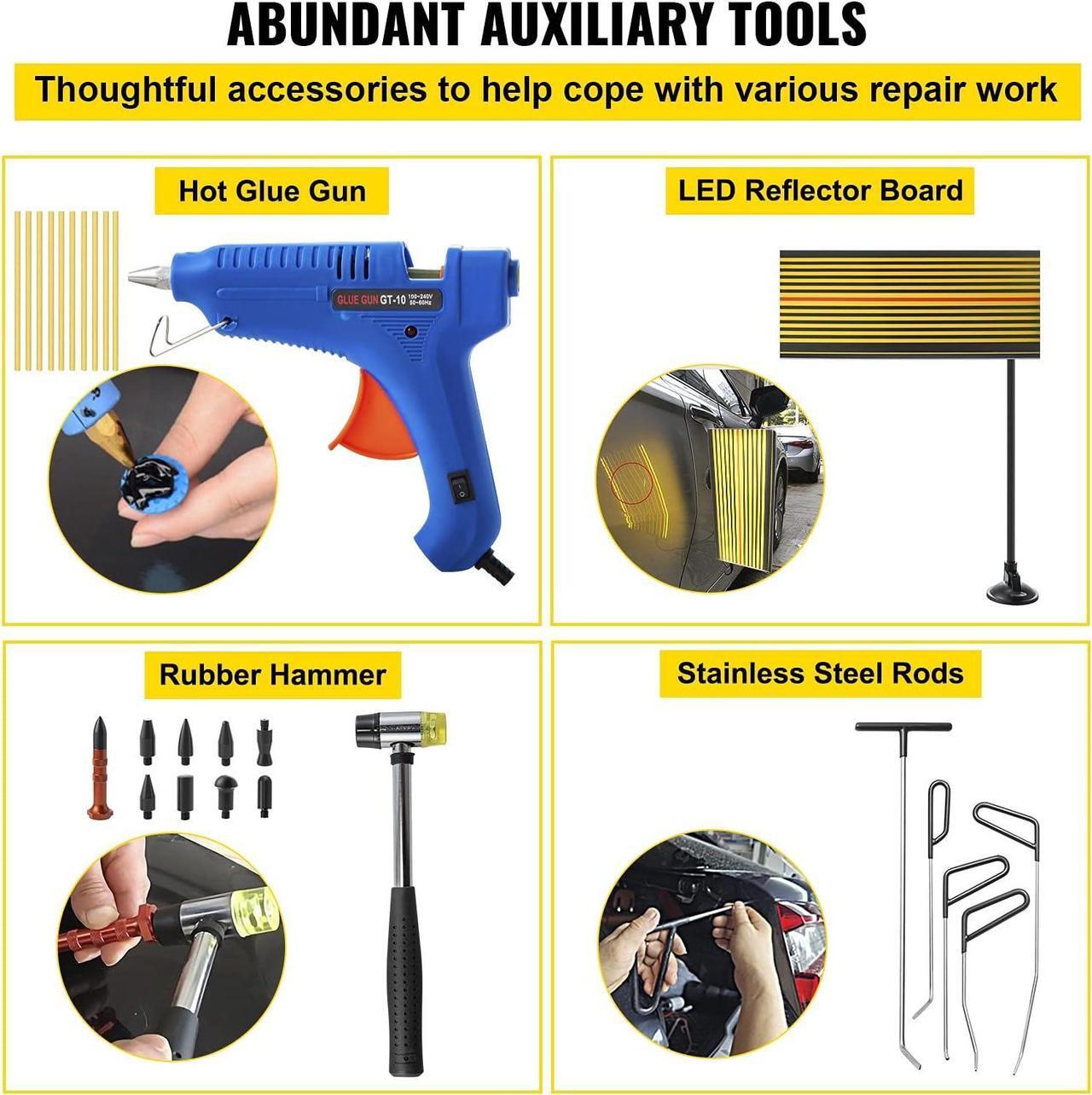 Alt view image 6 of 7 - Paintless Dent Removal Rods, 89 PCS Paintless Dent Repair Tools, Golden Lifter Puller Car Dent Repair Kit, Glue Puller Tabs Dent Puller Kit for Auto Dent Removal, Minor Dents, Door Dings