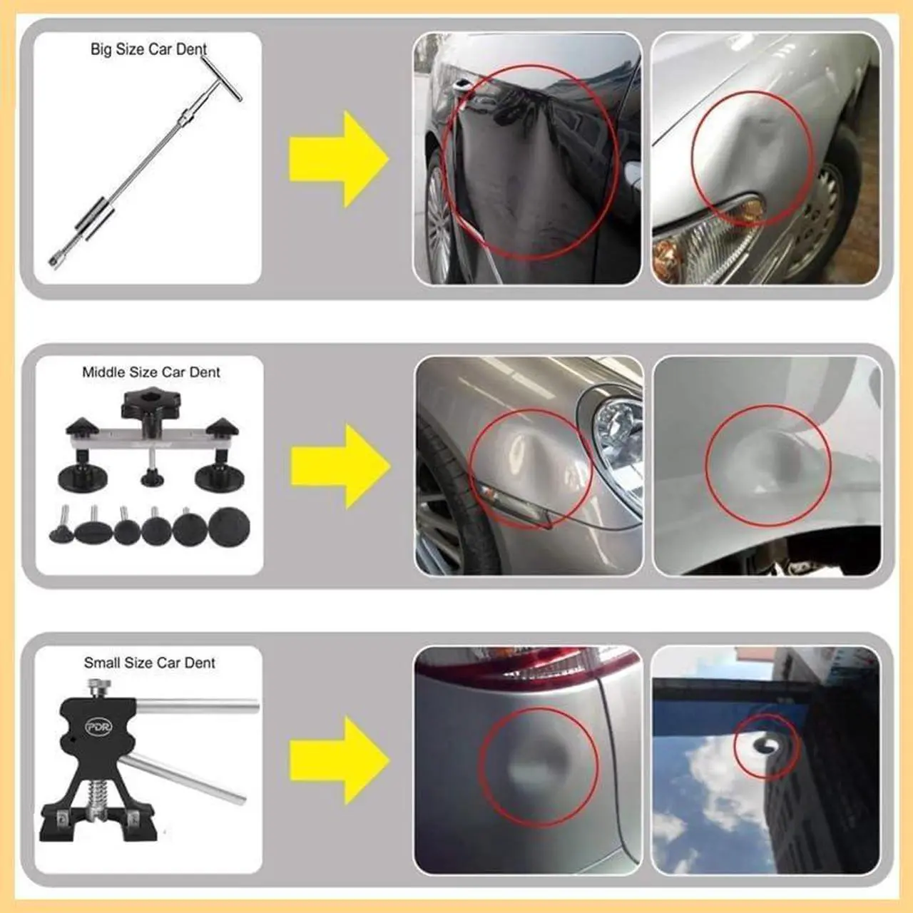 Alt view image 2 of 7 - Car Dent Puller, Paintless Dent Removal Kit with Slide Hammer Dent Puller, Suction Cup, Bridge Puller, Glue Gun for Body Repair Dent Removal Tools, Hail Damage, Door Dings, Fridge