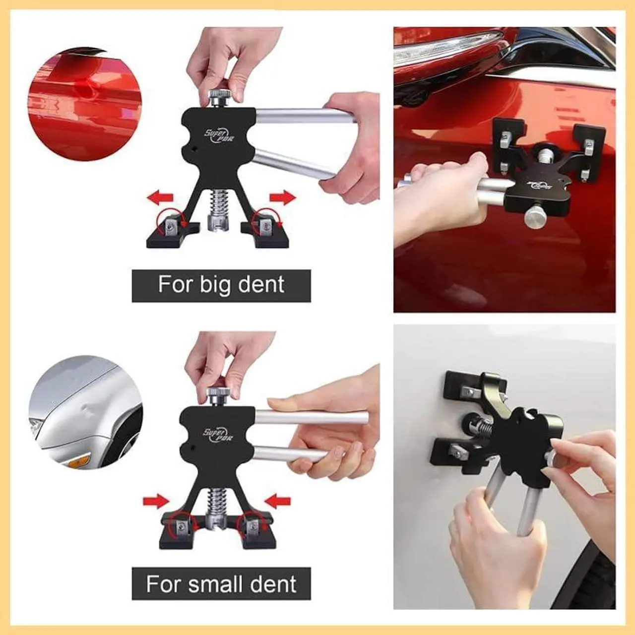 Alt view image 4 of 7 - Car Dent Puller, Paintless Dent Removal Kit with Slide Hammer Dent Puller, Suction Cup, Bridge Puller, Glue Gun for Body Repair Dent Removal Tools, Hail Damage, Door Dings, Fridge
