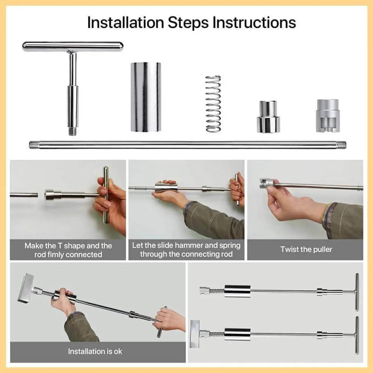 Alt view image 5 of 7 - Car Dent Puller, Paintless Dent Removal Kit with Slide Hammer Dent Puller, Suction Cup, Bridge Puller, Glue Gun for Body Repair Dent Removal Tools, Hail Damage, Door Dings, Fridge