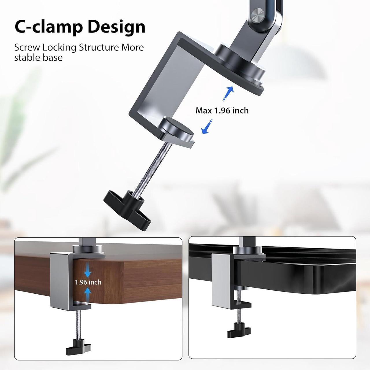 Alt view image 7 of 7 - Tablet Stand for Desk, Aluminum Alloy Foldable Tablet Arm Mount Holder Compatible with iPad 10/9th, iPad Pro Air 13/11inch (2024), iPad Mini,  Galaxy Tab & More 7-15.6'' Tablet Portable Monitor