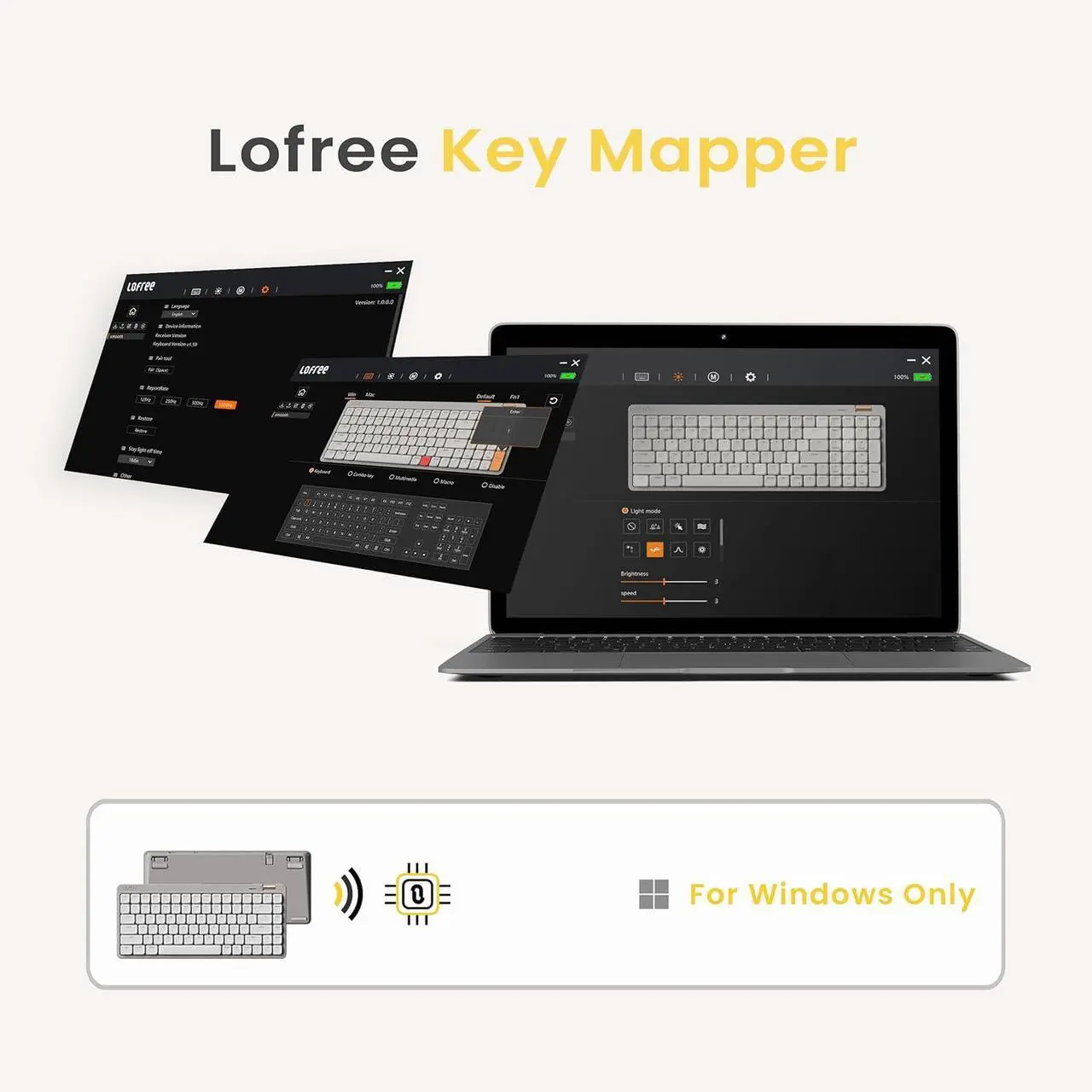 Alt view image 7 of 7 - 100 Keys Low Profile Mechanical Keyboard, Swappable Rechargeable Wireless Keyboard with 2.4G Receiver, Bluetooth and Wired Connection for Windows, Mac/Spector Linear Switches (Off-White)