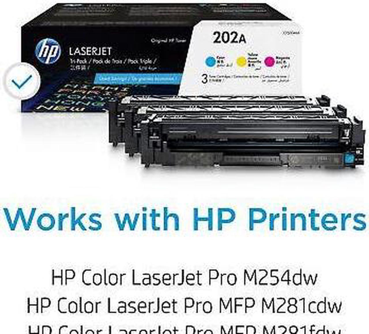Alt view image 3 of 7 - HP 202A 3-pack Cyan/Magenta/Yellow Original LaserJet Toner Cartridges, Per