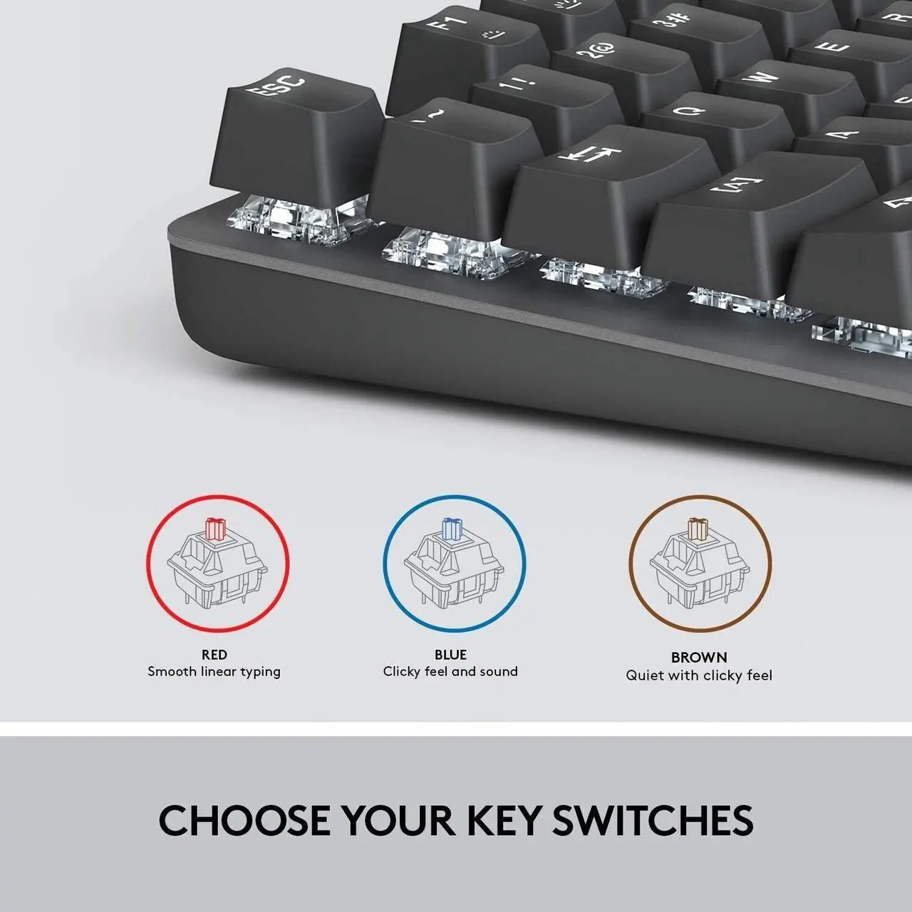 Alt view image 3 of 7 - Logitech K845 Mechanical Iluminated Keyboard corded aluminum mechanical keyboard