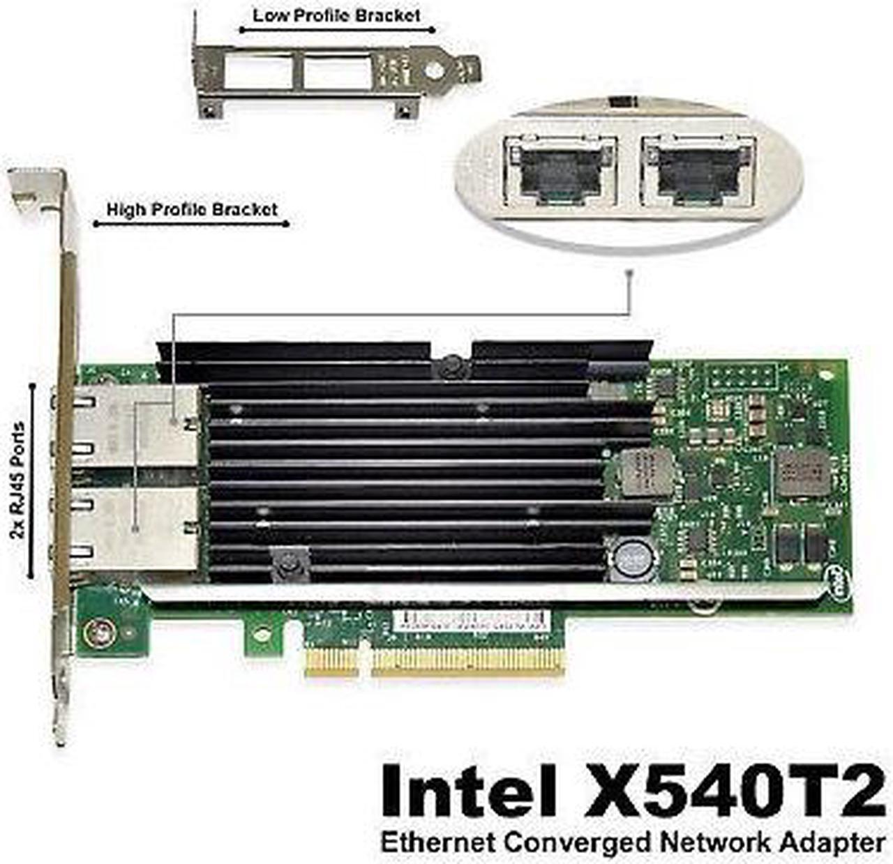 Alt view image 2 of 14 - Intel X540-T2 Dual-Port 10Gb Ethernet PCI-Express x8 Converged Network Adapter