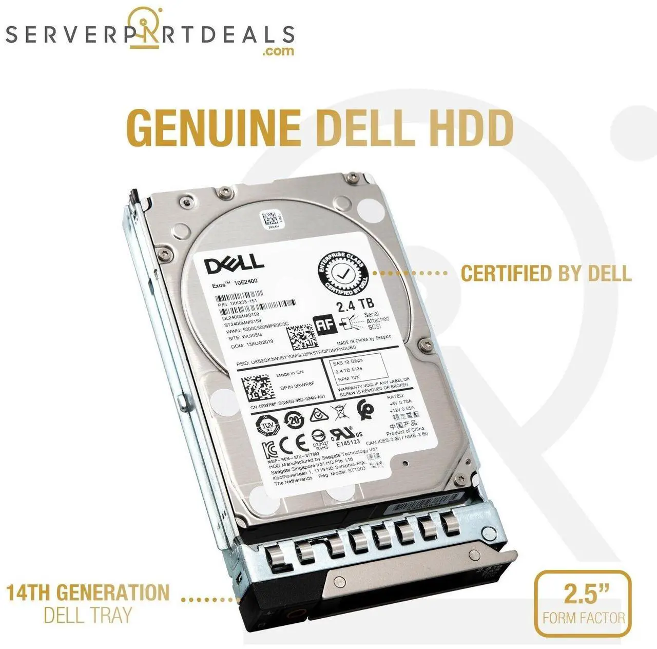 Alt view image 2 of 6 - (NOT FOR HOME PC!) Dell 400-AUTO 2.4TB 10K RPM SAS 12Gb/s 2.5" PowerEdge Hard Drive - OEM