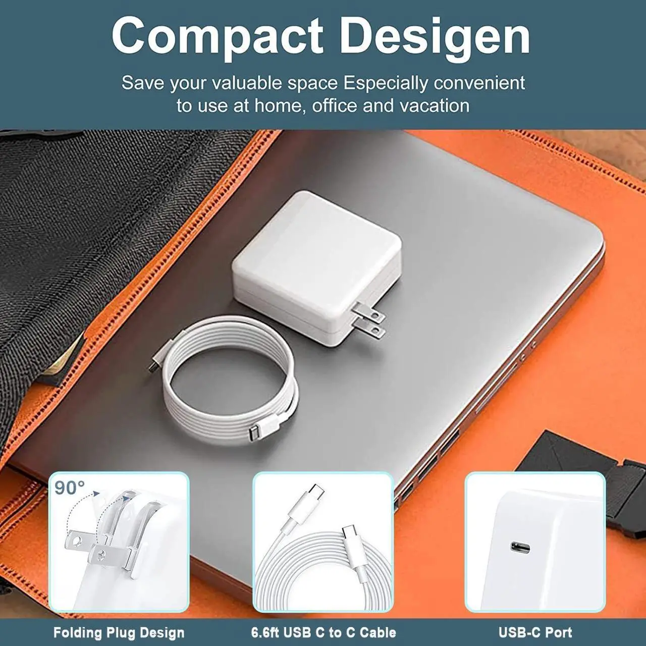 Alt view image 5 of 6 - Mac Book Pro Charger - 100W USB C Charger Power Adapter for USB C MacBook Pro 16 15 14 13 InchFast Charging Type C Travel Laptop Power Adapter