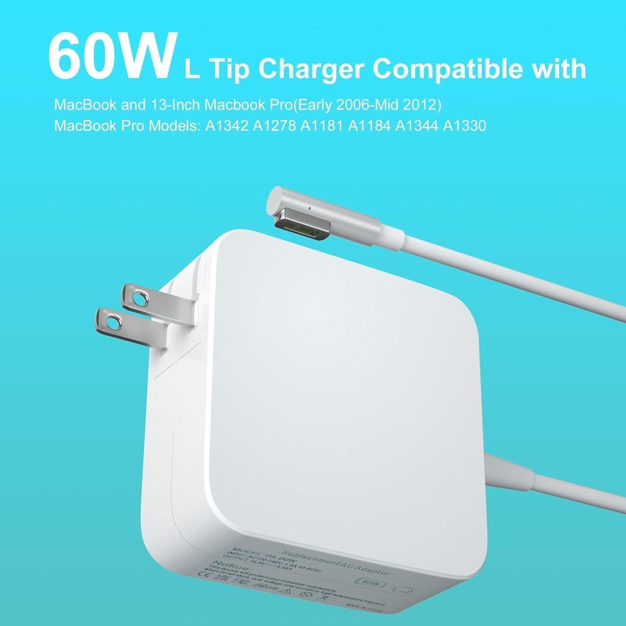 Alt view image 4 of 7 - Mac Book Pro Charger Replacement for 13-inch MacBook Pro Display (Before Mid 2012) 60W AC Adapter L-Tip Connector for MacBook air Charger (Before 2011)