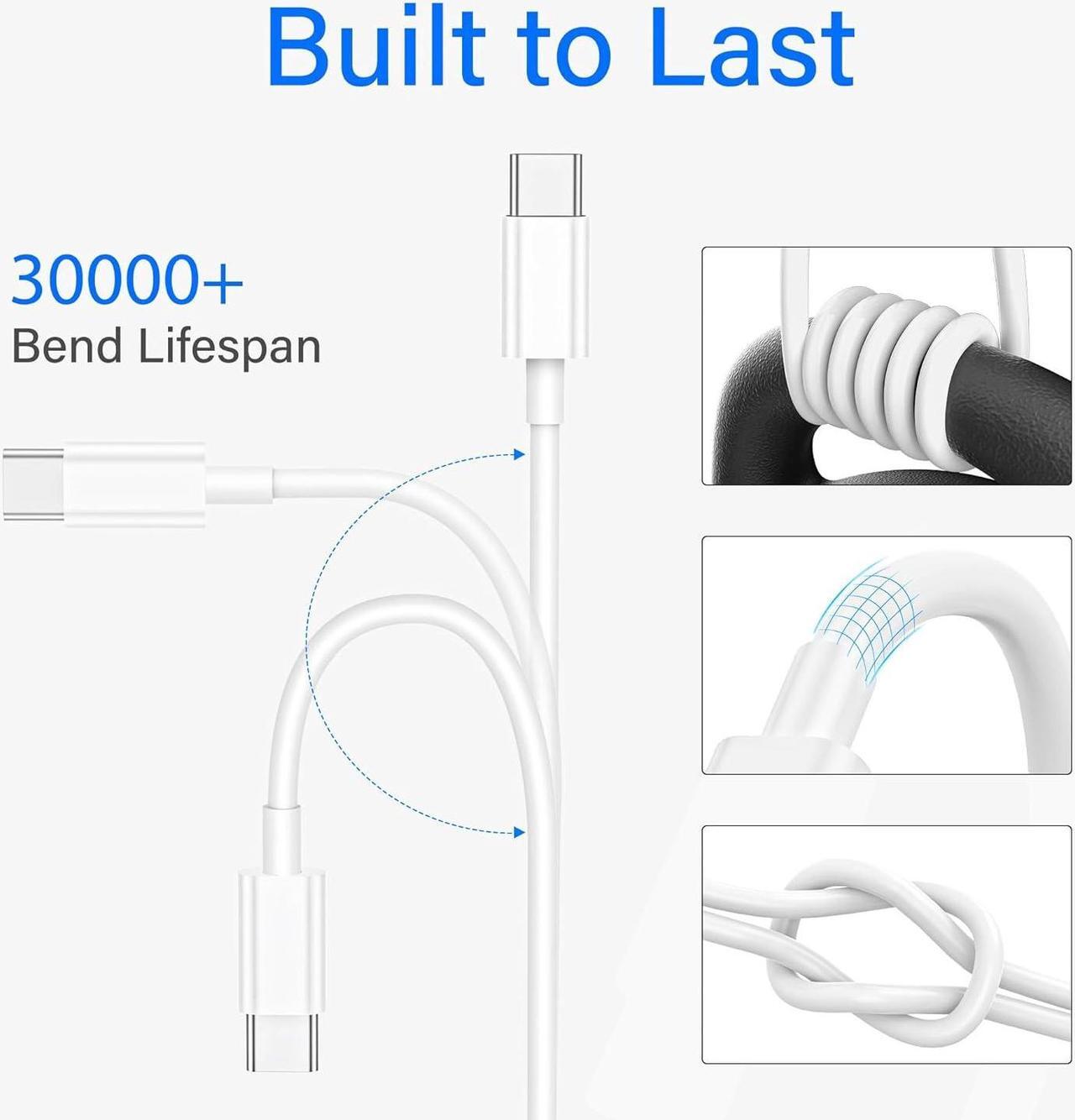 Alt view image 5 of 7 - 3Pack USB C to USB C Charger Cable 6ft 60W for Apple Long Type C Fast Charging Cord for iPhone 15/Pro Max/Plus for  2020 IPad Pro12.9/11, for iPad Air 4/5/Mini 6(White) Charge