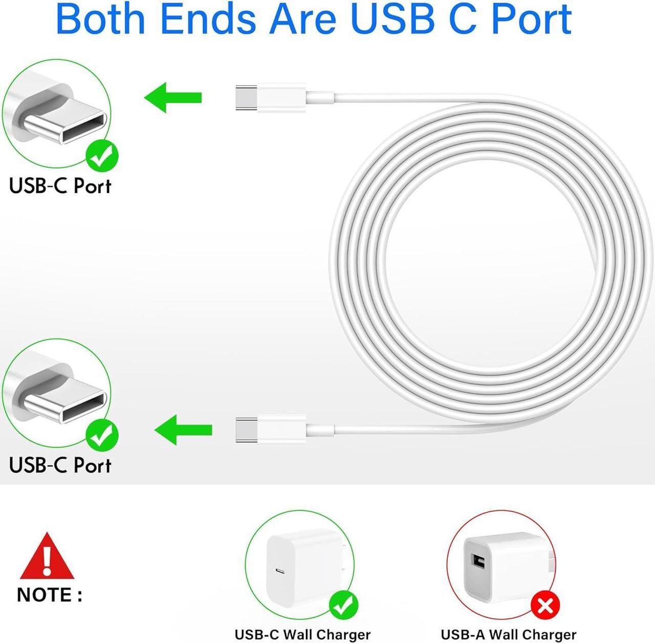 Alt view image 4 of 7 - 3Pack USB C to USB C Charger Cable 6ft 60W for Apple Long Type C Fast Charging Cord for iPhone 15/Pro Max/Plus for  2020 IPad Pro12.9/11, for iPad Air 4/5/Mini 6(White) Charge