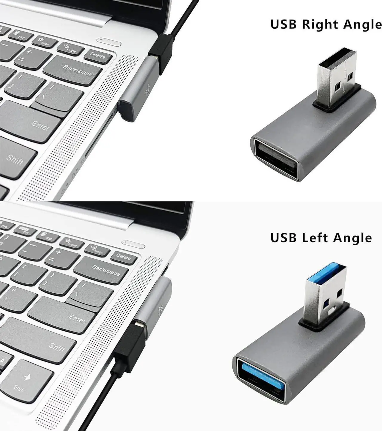 Alt view image 3 of 5 - 90 Degree USB 3.1 Adapter Combo Left and Right Angle USB A Converter Extender Male to Female Coupler Connector for Laptop USB A Charger Power Bank and More