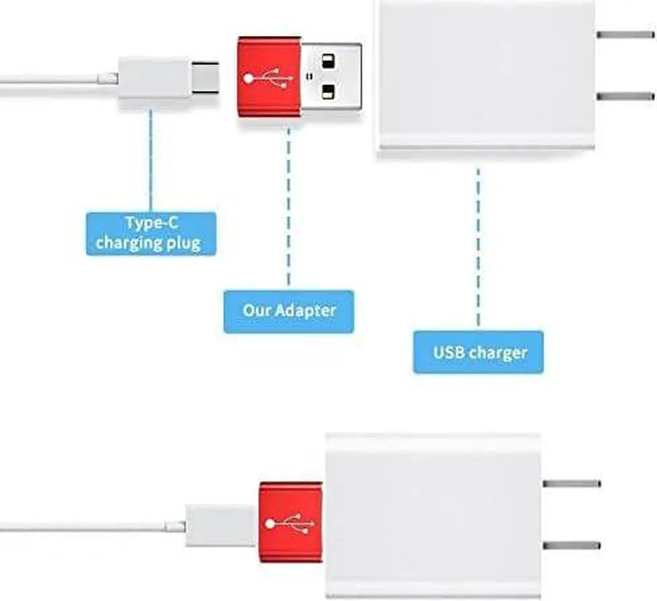 Alt view image 6 of 7 - Adapter Compatible with HyperX Cloud Stinger Core Wireless - USB-A to C PortChanger (5-Pack) USB Type-C OTG USB-A Convert Charging Data - Metallic Silver