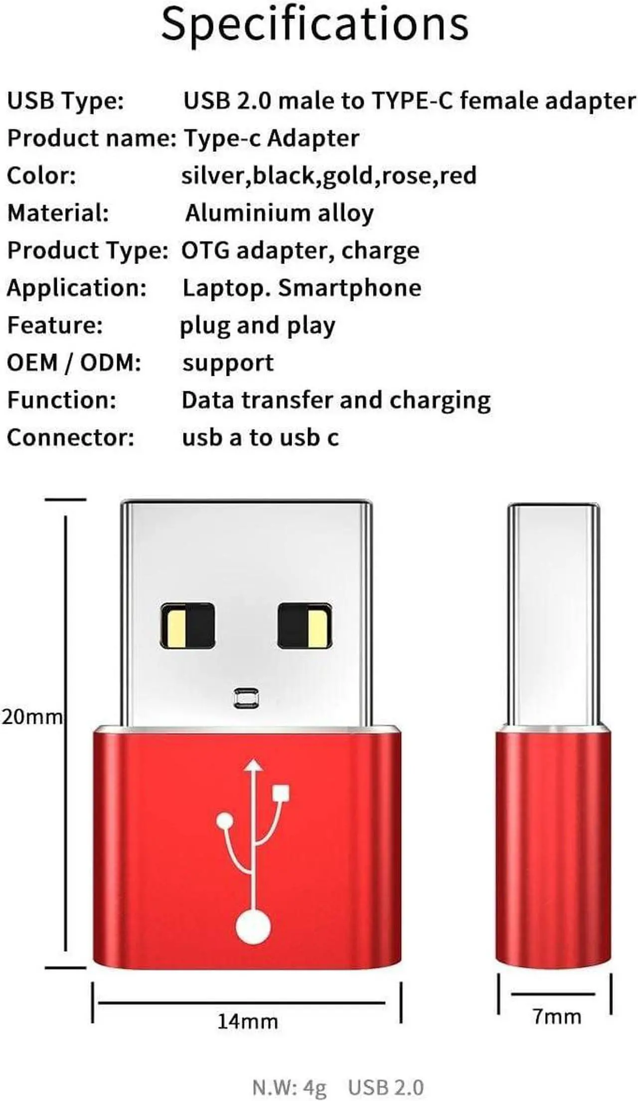 Alt view image 7 of 7 - Adapter Compatible with HyperX Cloud Stinger Core Wireless - USB-A to C PortChanger (5-Pack) USB Type-C OTG USB-A Convert Charging Data - Metallic Silver