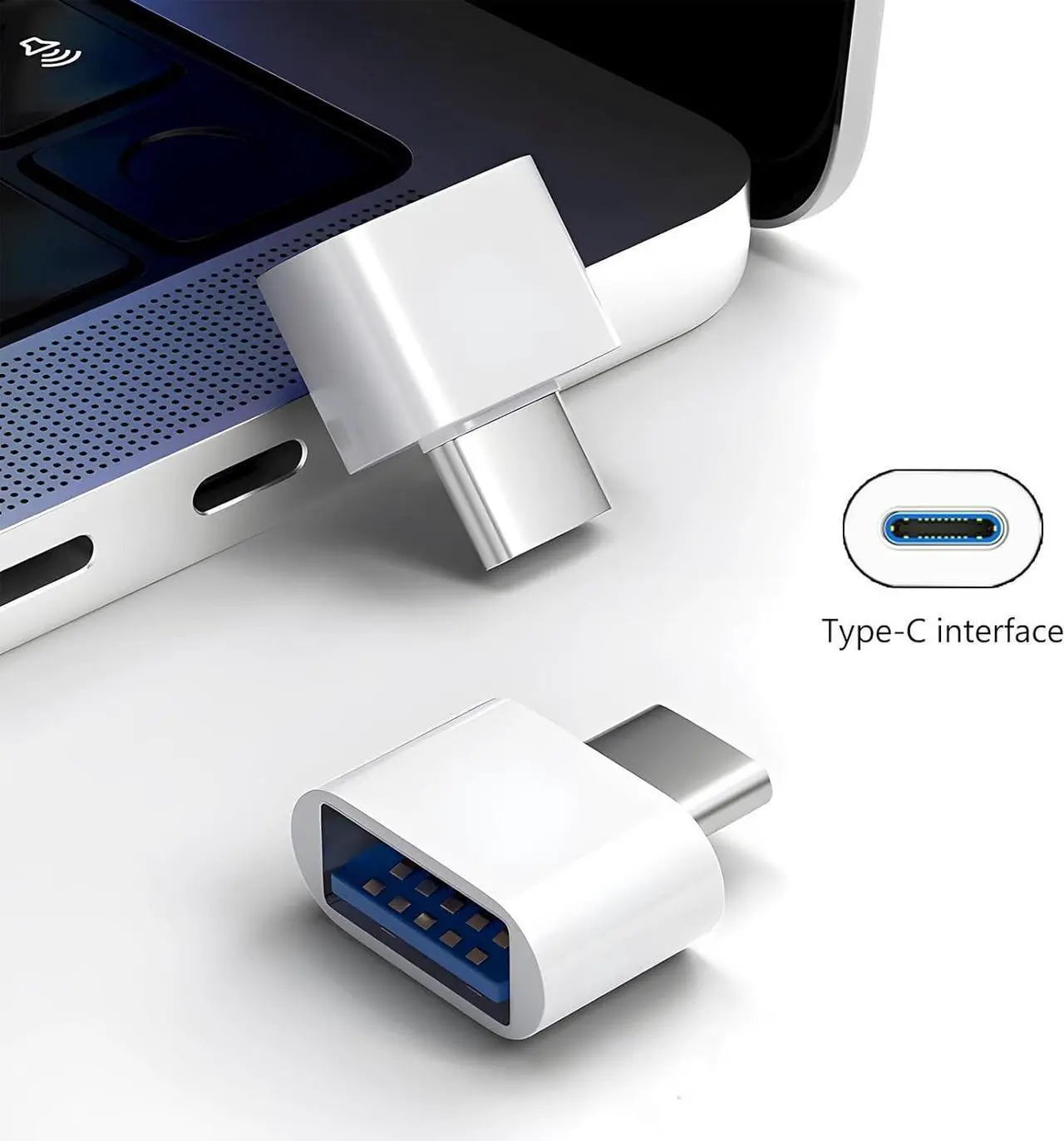 Alt view image 2 of 7 - 10 Pack USB to USB-C Adapter USB Type-C Male to USB A Female for USB Micro-B Devices Flash Drive Mouse Keyboard Game Controller