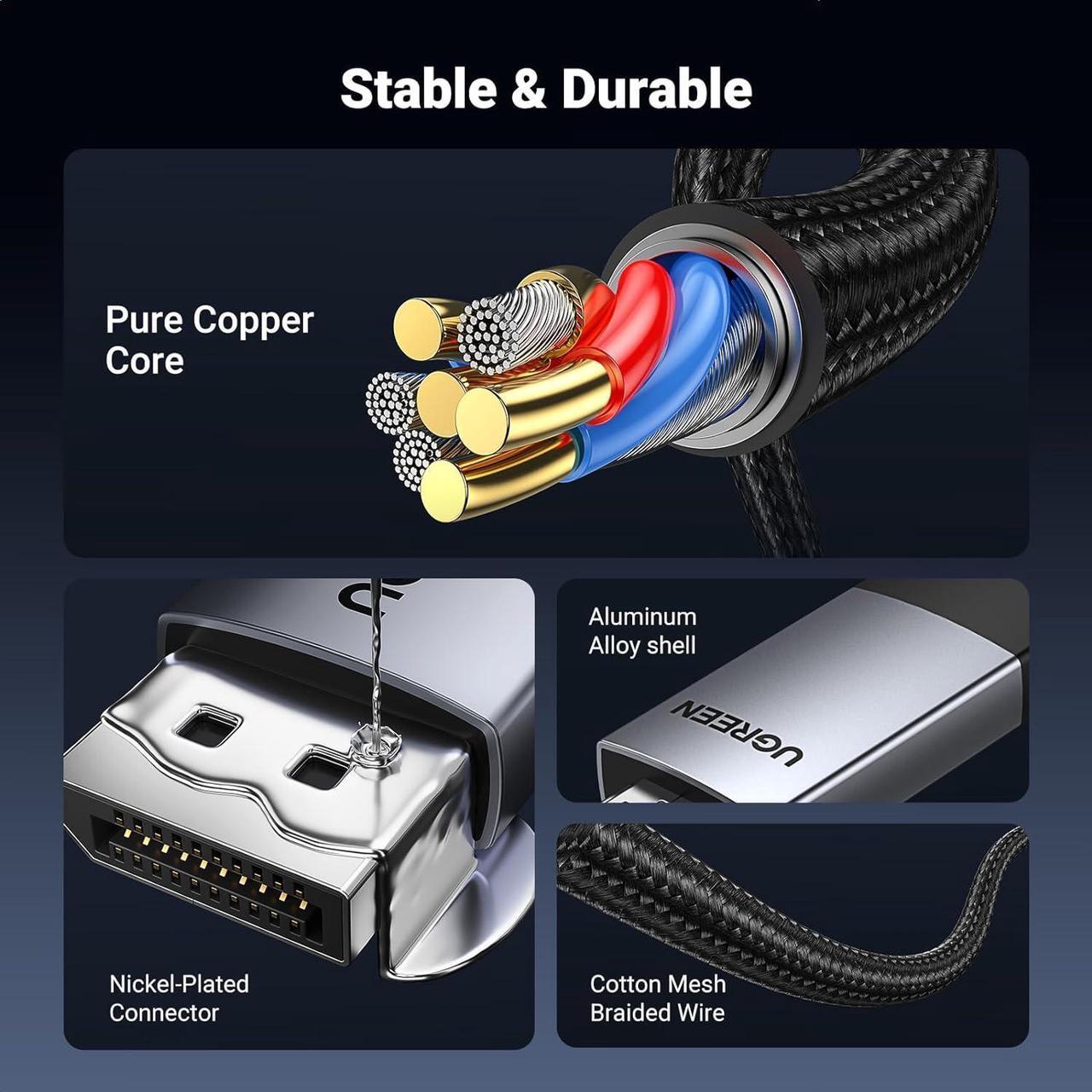 Alt view image 5 of 7 - 4K@60Hz DisplayPort to HDMI Cable HDR Active DP 1.2 to HDMI 2.0 Cord Aluminum Braided Uni-Directional Display Port to HDMI Converter 6.6FT Compatible with Monitor Projector   HP
