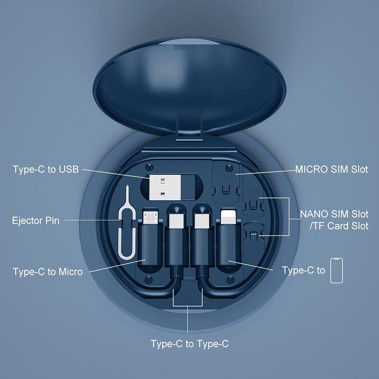 Alt view image 2 of 6 - USB Adapter Micro USB Charging Cable with USB C Lightning Adapter Lightning to USB C Adapter Multi Charging Cable Storage Box Contains SIM Card Holder