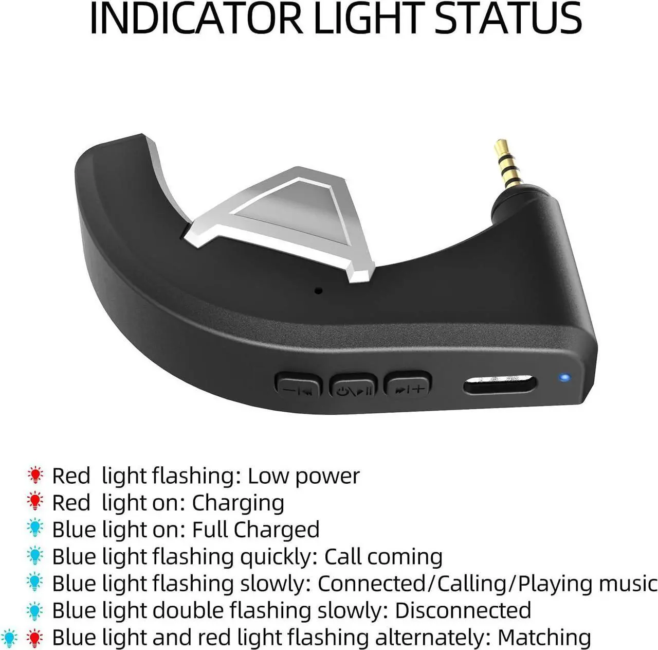 Alt view image 5 of 7 - aptX Wireless Bluetooth 5.0 Adapter for Bose QC3 QuietComfort 3 with Mic/Volume Control, Black