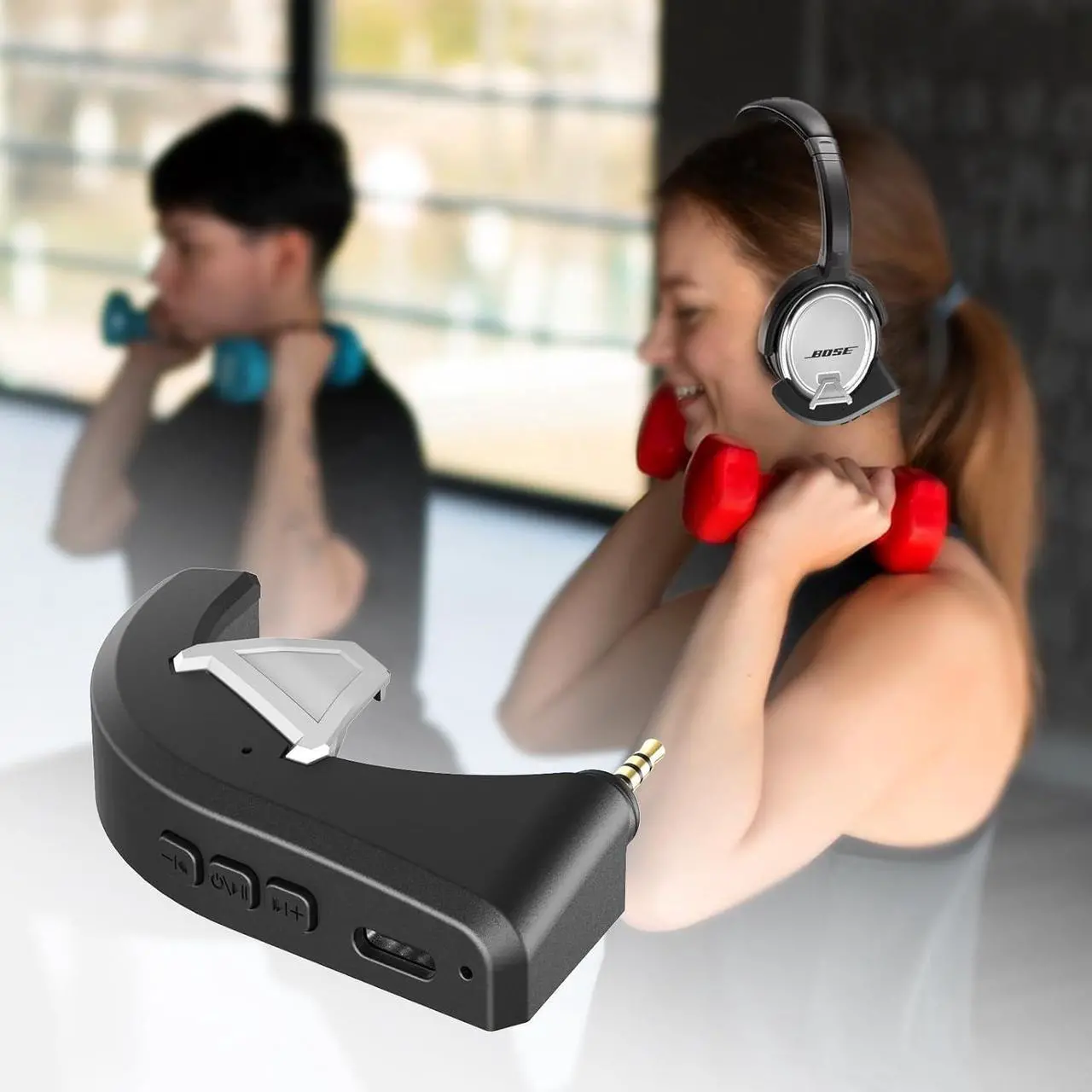 Alt view image 6 of 7 - aptX Wireless Bluetooth 5.0 Adapter for Bose QC3 QuietComfort 3 with Mic/Volume Control, Black