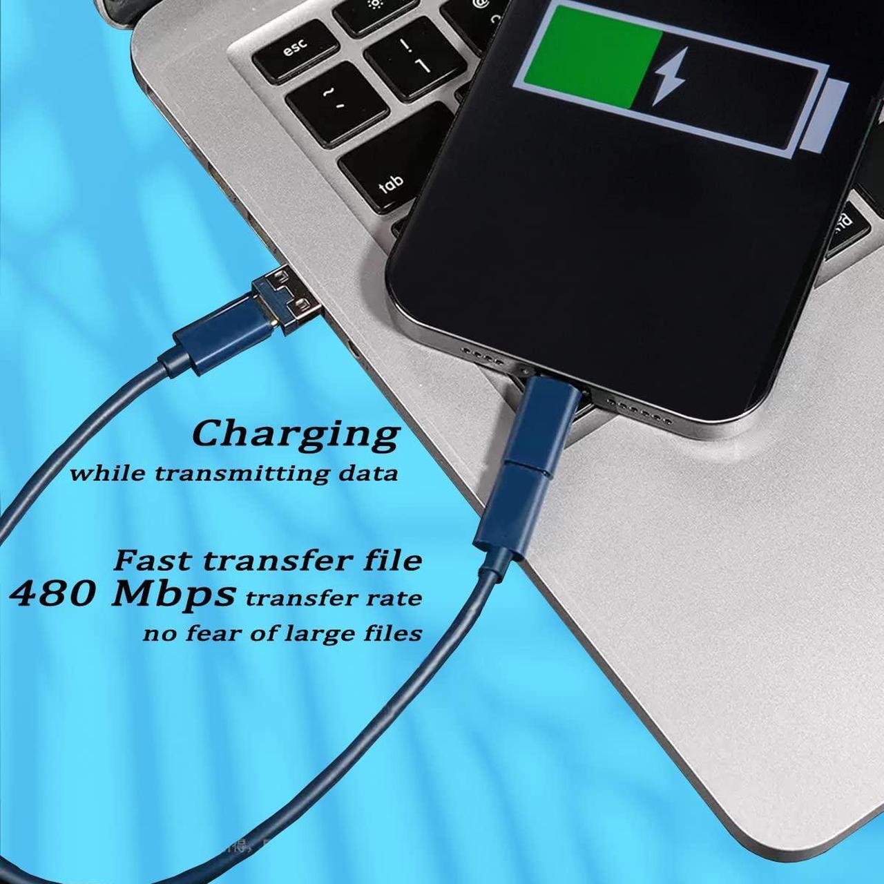 Alt view image 5 of 7 - Multi USB Charging Adapter Cable Kit USB C to iOS Device Adapter Box Conversion Set USB A & Type C to Male Micro/Type C/iOS Device Data Transfer Card Storage Tray Eject Pin Phone Holder (Blue)