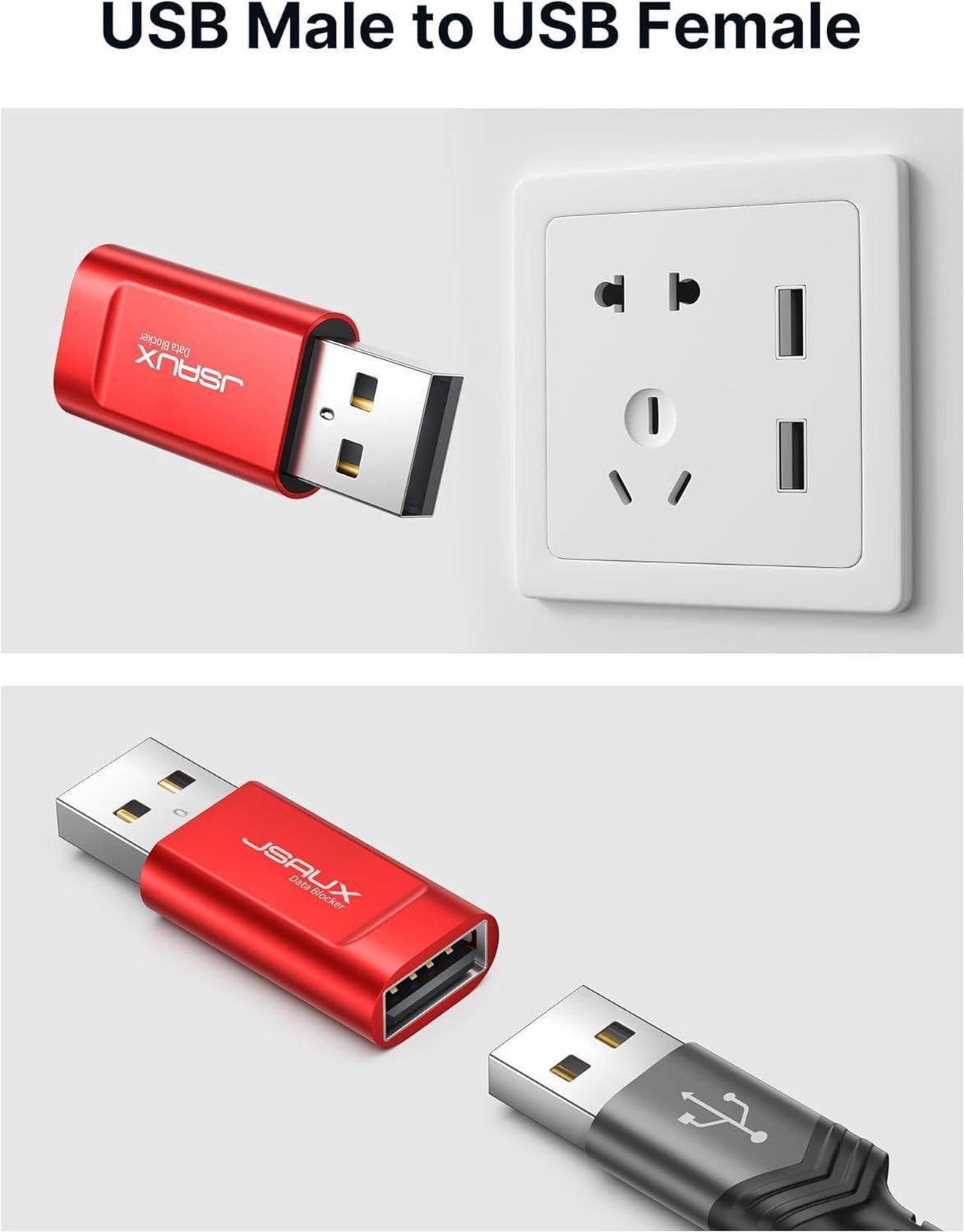 Alt view image 3 of 7 - USB Data Blocker (4-Pack) USB-A Defender Only for Quick Charge Protect Against Juice Jacking Refuse Hacking Provide Safe Charging- Red