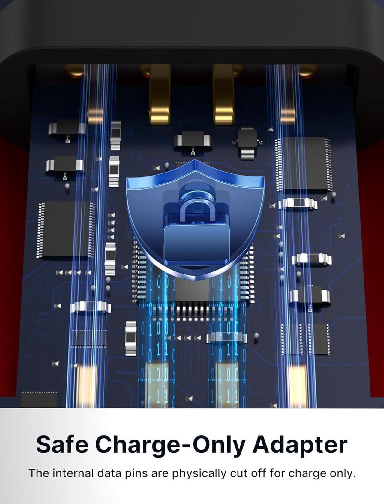 Alt view image 4 of 7 - USB Data Blocker (4-Pack) USB-A Defender Only for Quick Charge Protect Against Juice Jacking Refuse Hacking Provide Safe Charging- Red