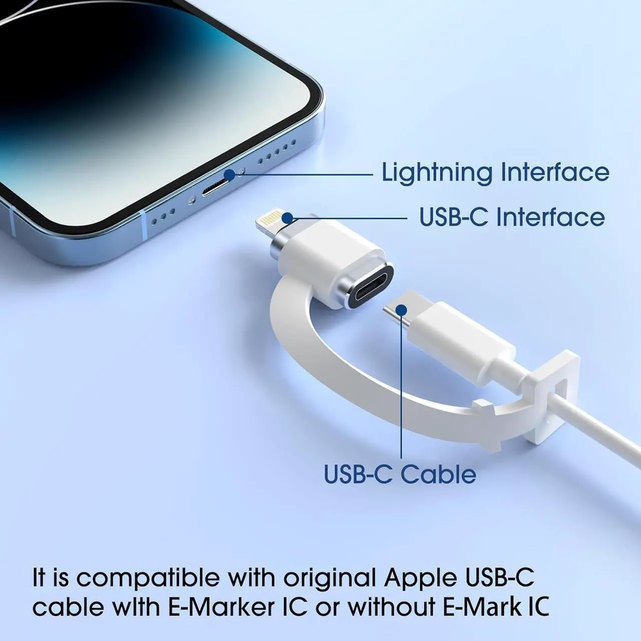Alt view image 6 of 7 - Female USB C to Male Lightning Adapter 2 Pack 2.2A Charging Data Transfer Compatible with iPhone 14 13 12 11 Xs iPad iPod AirPods Not for Audio Headphones/OTG Firewire Anti-Lost Grey