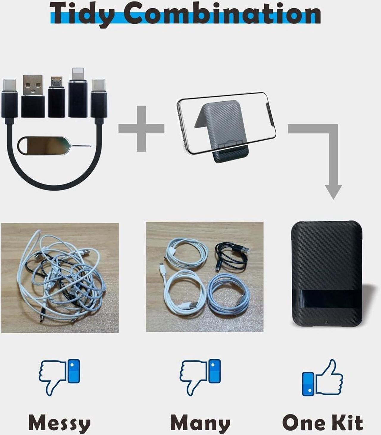 Alt view image 4 of 7 - USB Type C to C Charging and Data Transfer Cable with 3 Adapters Combination Set in Credit Card Size Case