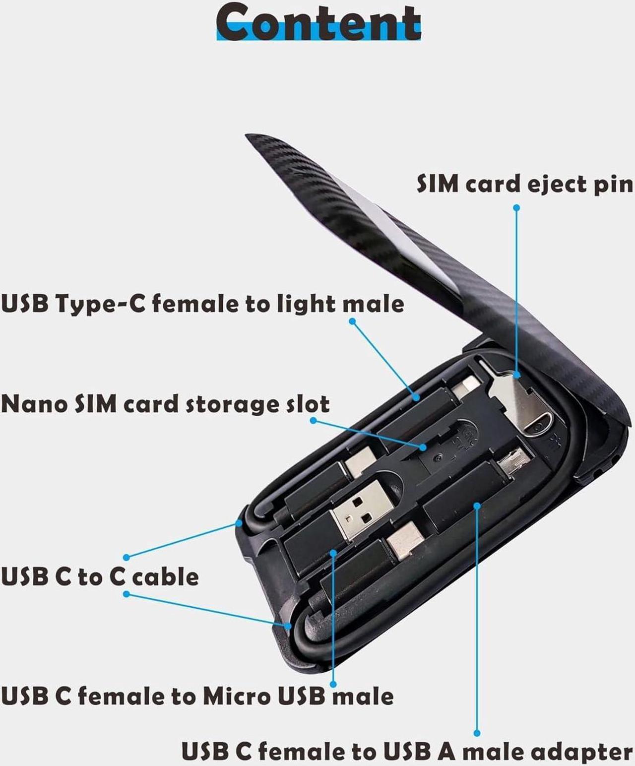 Alt view image 7 of 7 - USB Type C to C Charging and Data Transfer Cable with 3 Adapters Combination Set in Credit Card Size Case