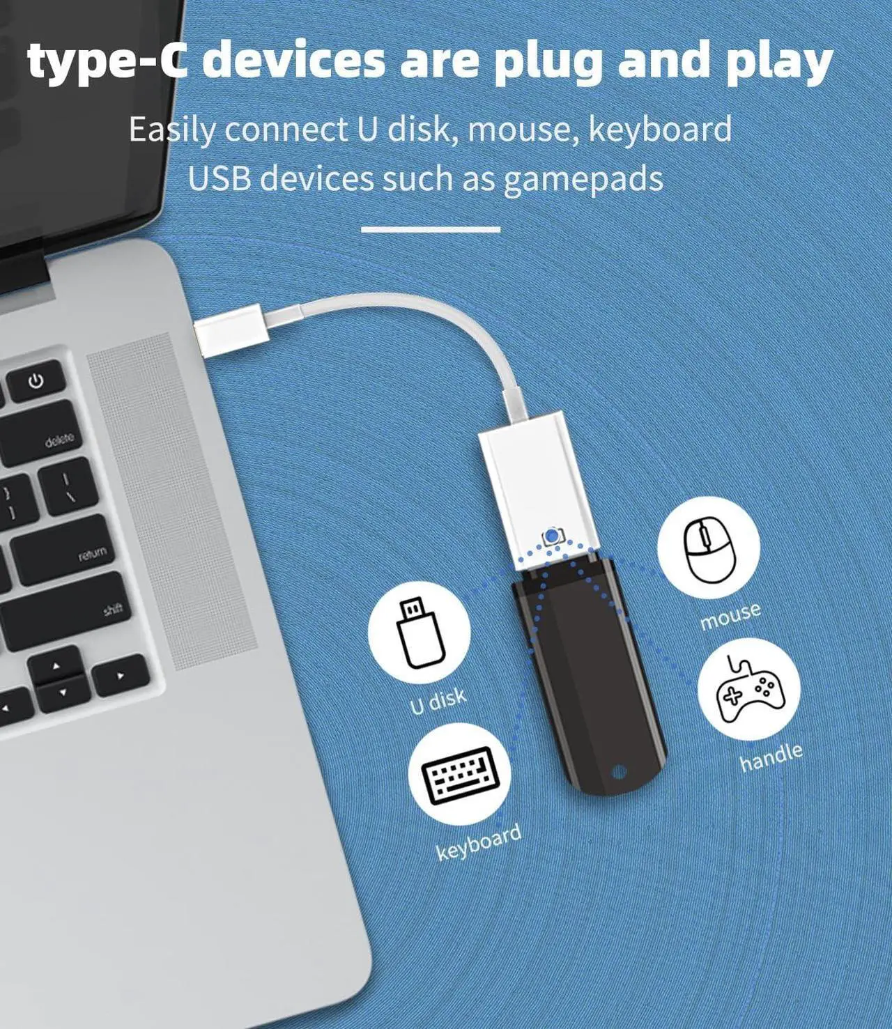 Alt view image 7 of 7 - USB-C to USB A Adapter 3.0 OTG Converter Accessories Type Thunderbolt Mouse Port Hub Cable Adaptador Compatible for Samsung for MacBook Pro for IPhone15 Pro Max Plus ipad 10Air4/5Mini6Pro